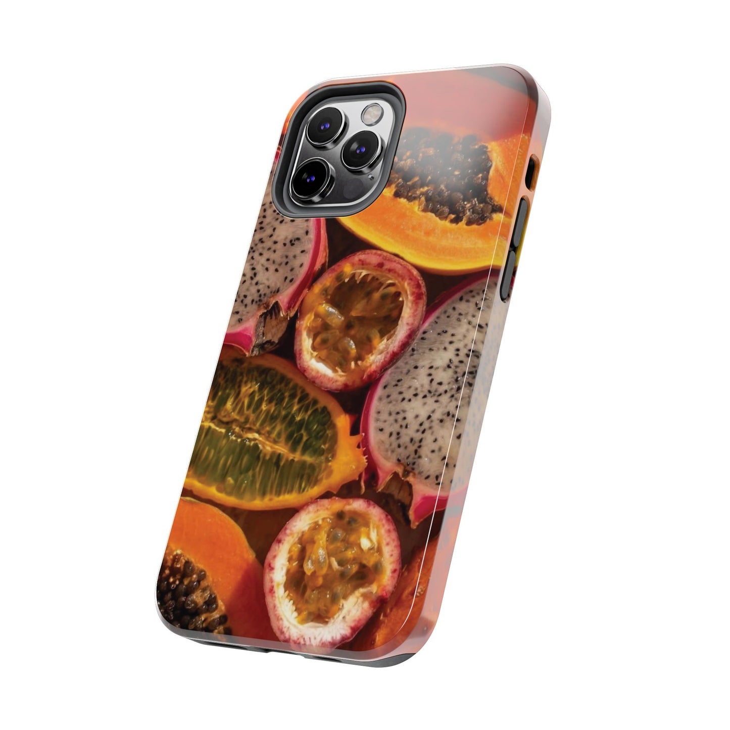 Tropical Fruit Tough Phone Case — Papaya & Dragon Fruit Design