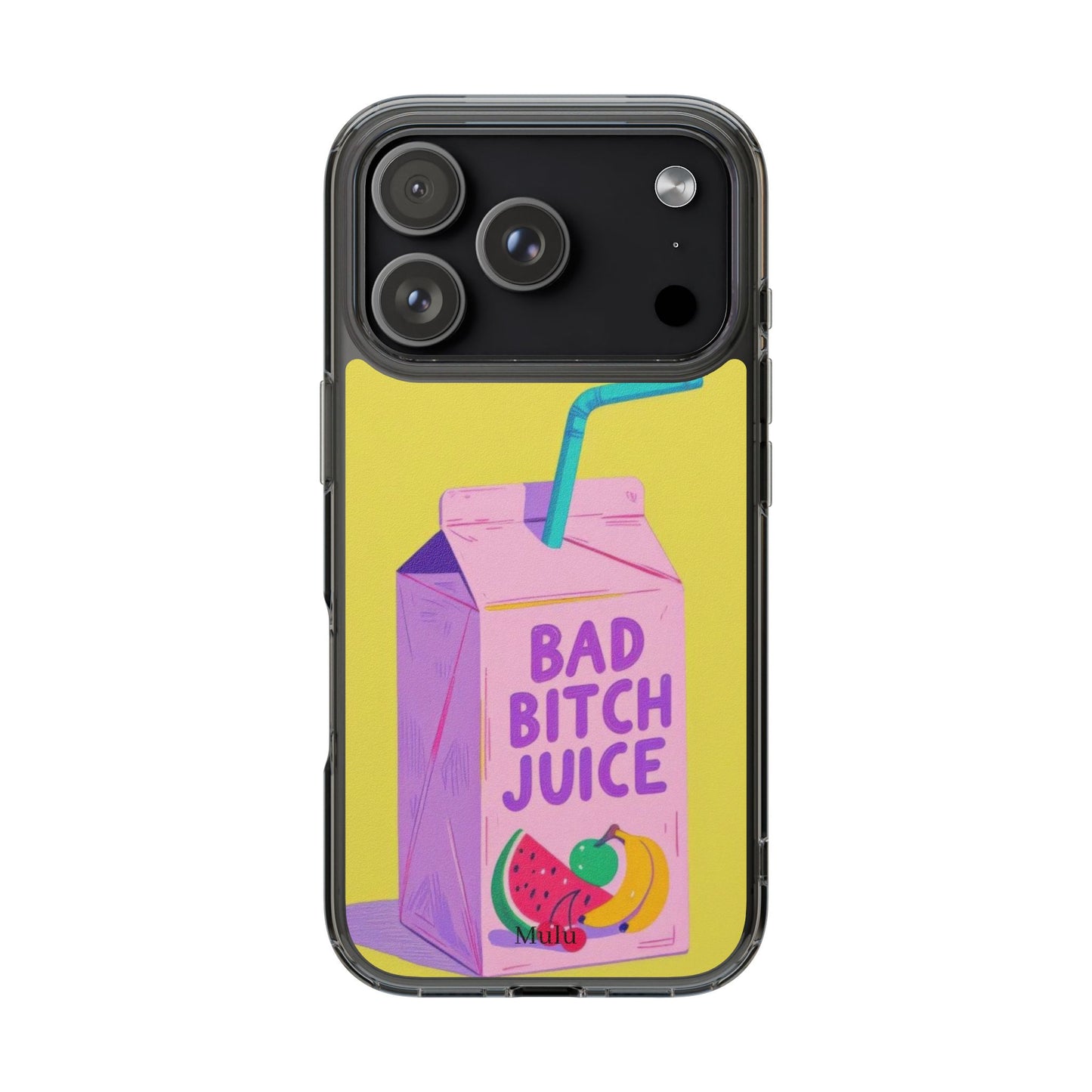 Clear Impact-Resistant Phone Case — "Bad Bitch Juice" Cartoon Juice Box Design