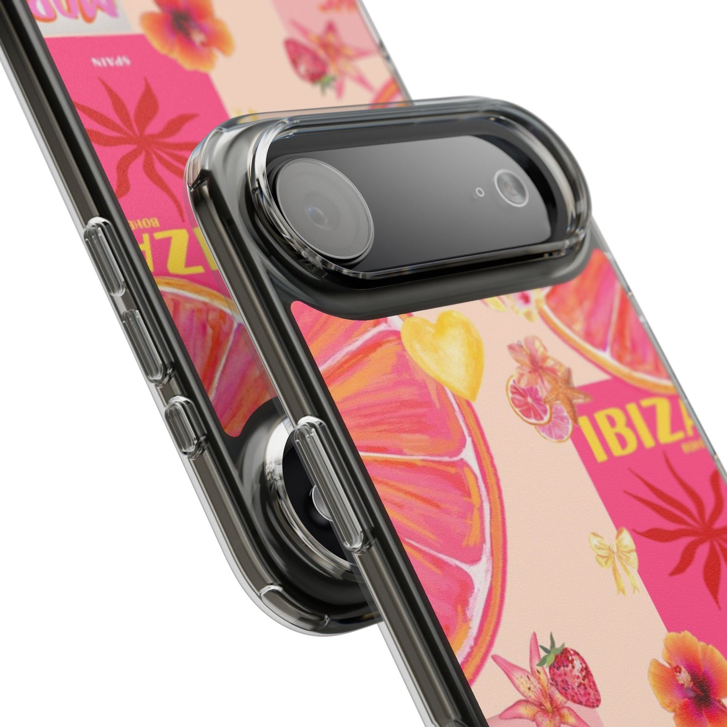 Clear Impact Phone Case — Pink Ibiza Citrus Floral Design