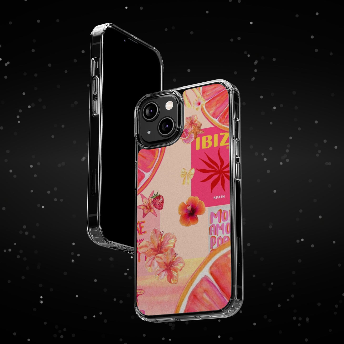 Clear Impact Phone Case — Pink Ibiza Citrus Floral Design