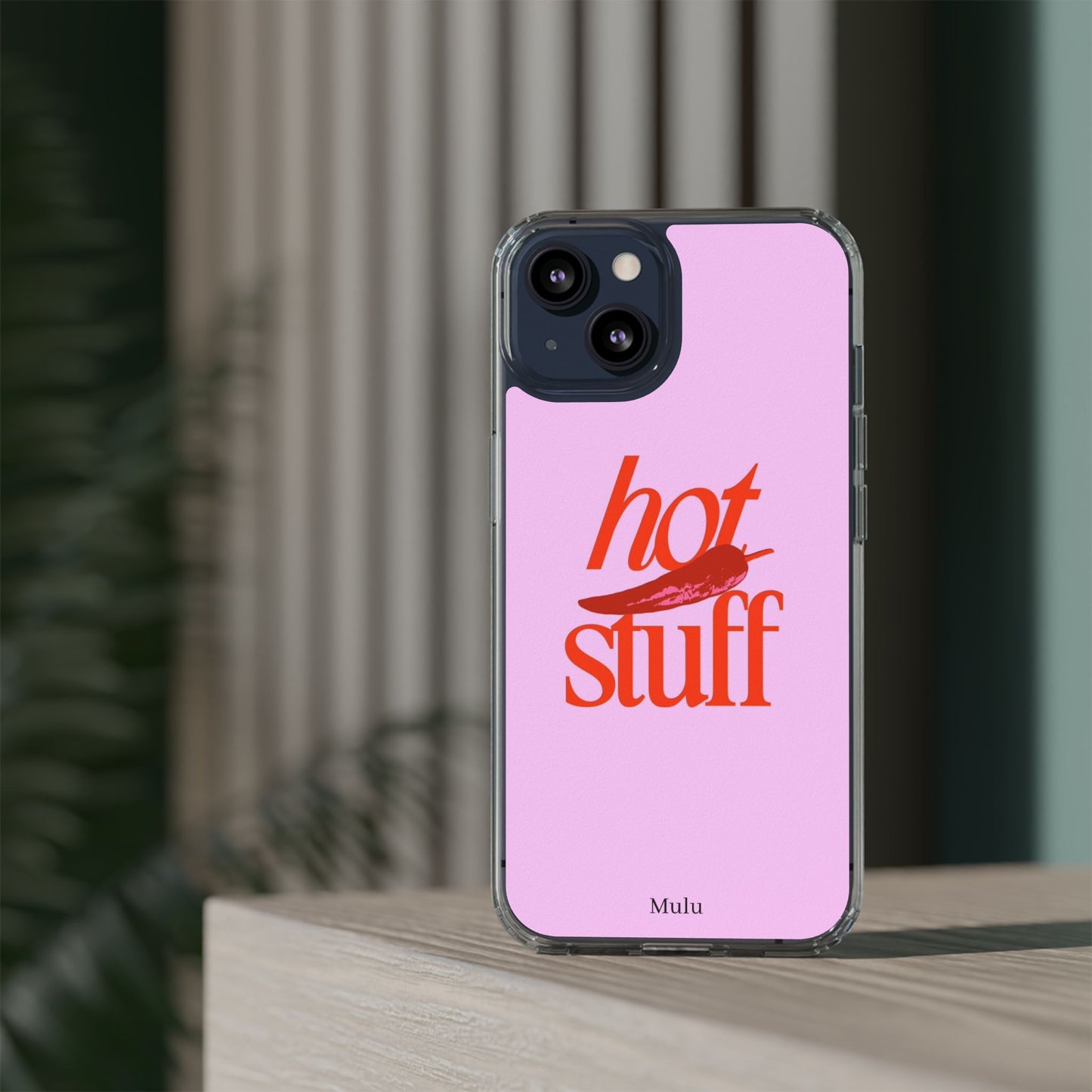 Hot Stuff Clear Impact Phone Case — Pink Retro Typography iPhone Cover
