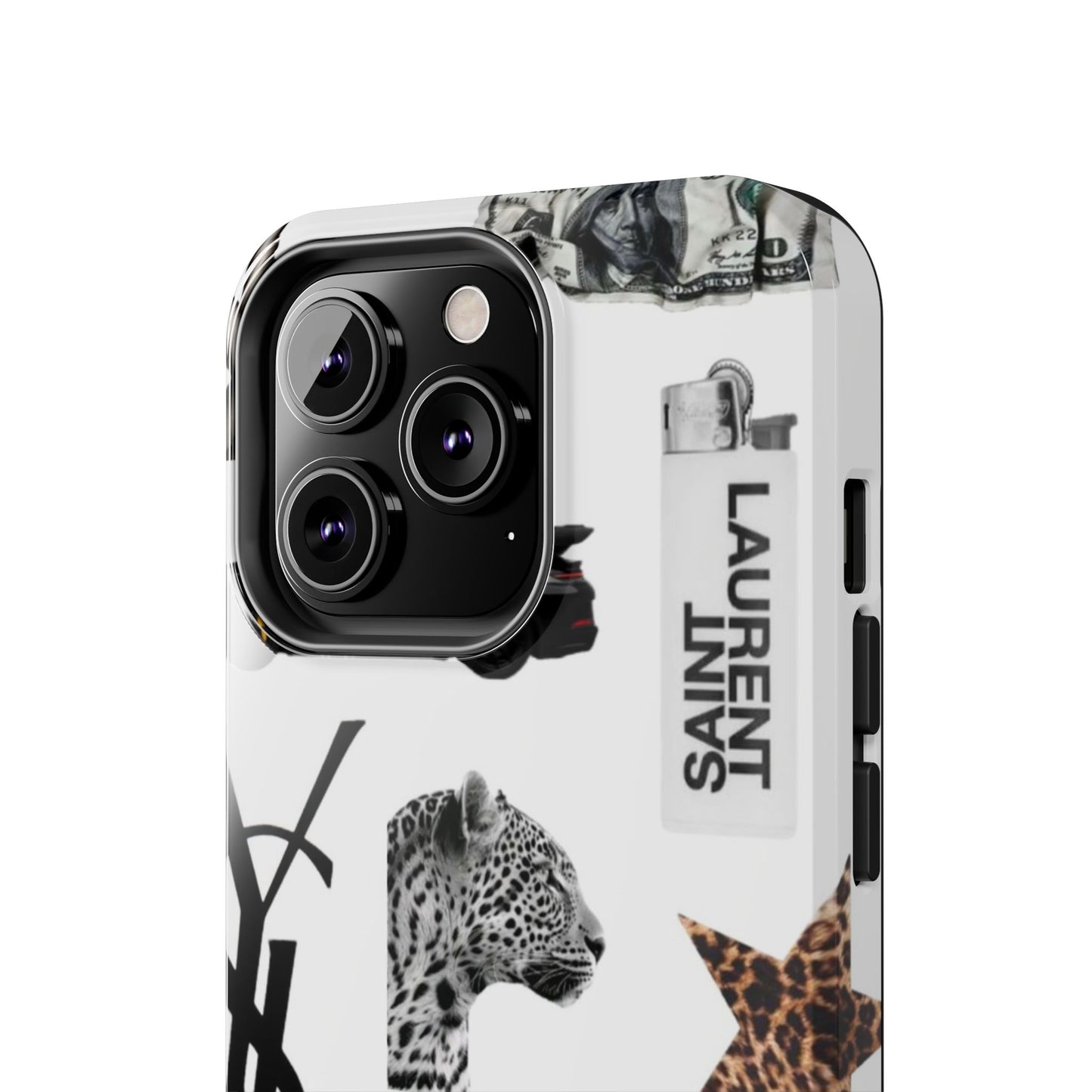 Tough Phone Case — Luxe Fashion Collage with Leopard, Martini & Kiss Print