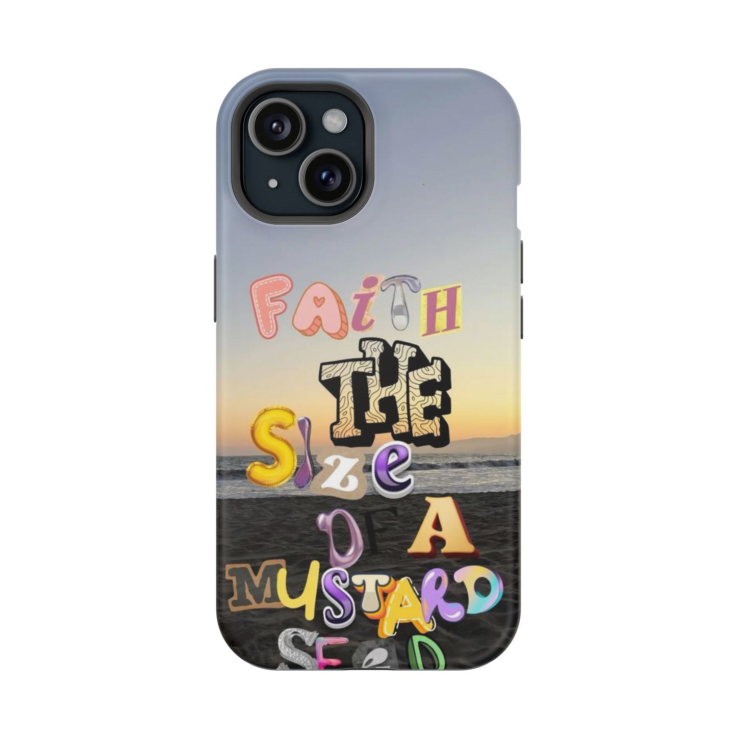 Magnetic Impact-Resistant Phone Case — "Faith the Size of a Mustard Seed" Sunset Design