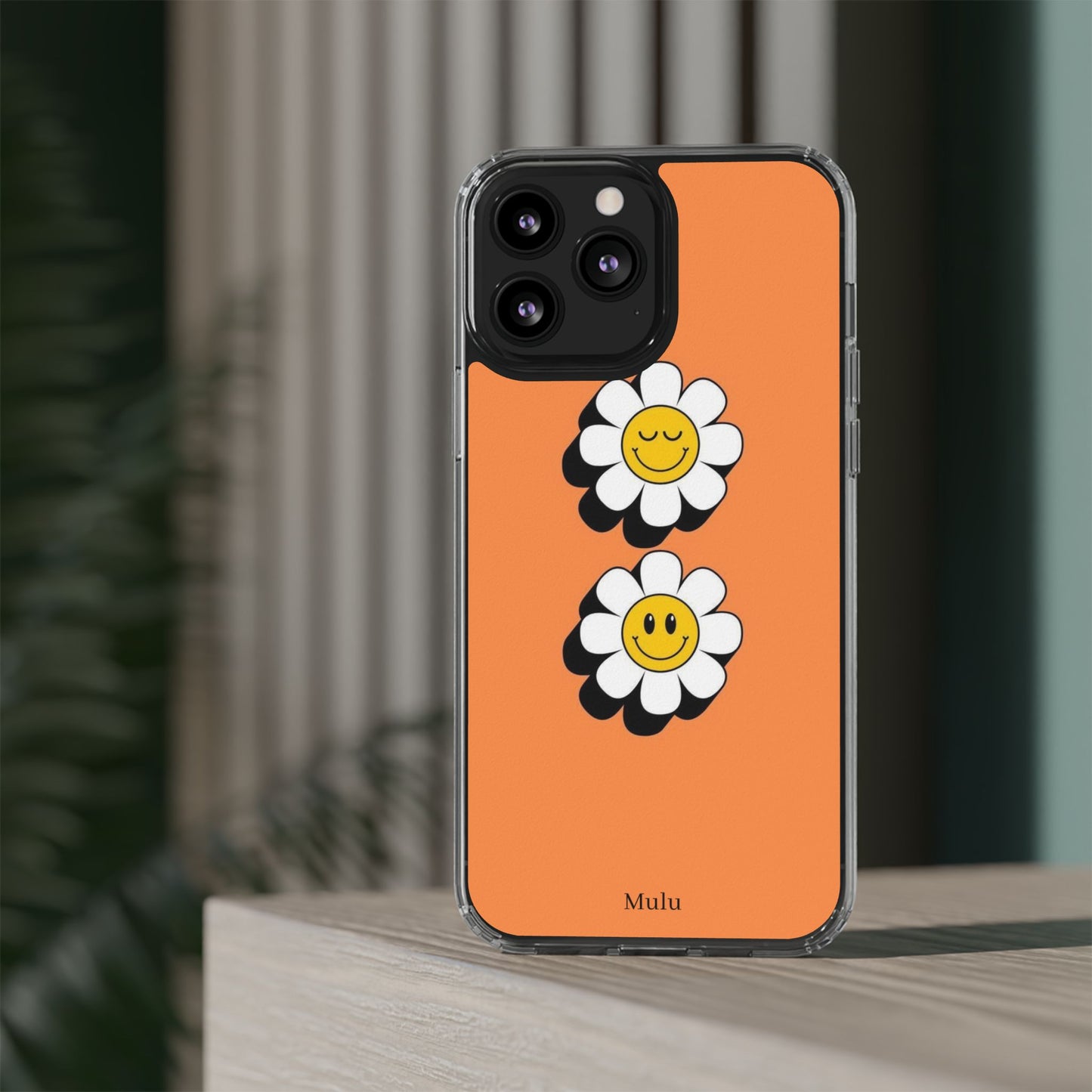 Phone Case — Orange Smiley Daisy Clear Impact‑Resistant Case