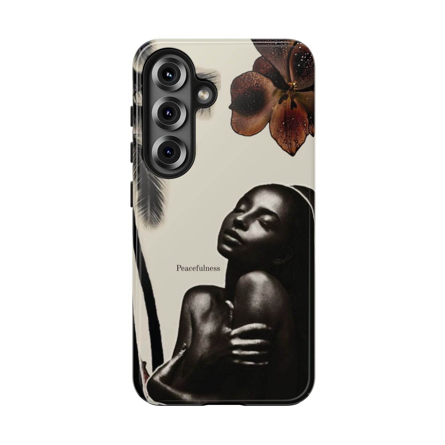Tough Phone Case — "Peacefulness" Artistic Black Woman Floral Design
