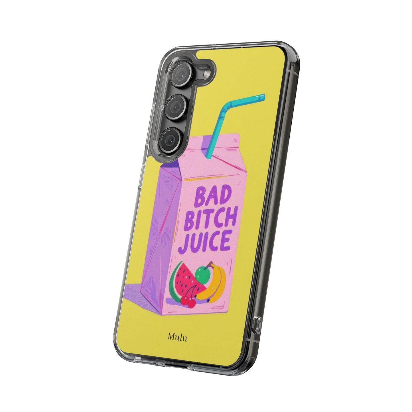 Clear Impact-Resistant Phone Case — "Bad Bitch Juice" Cartoon Juice Box Design