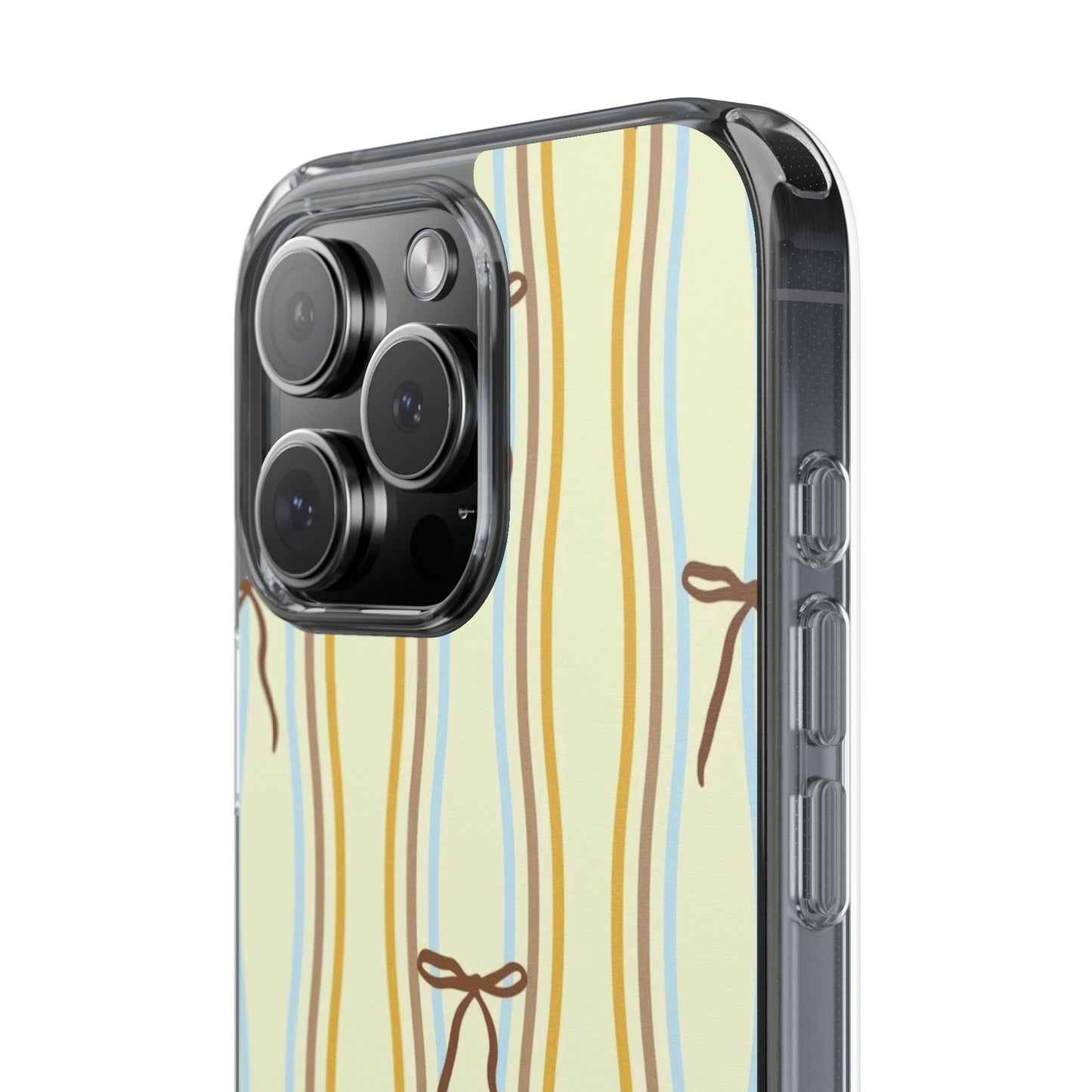 Ballet Ribbon Stripe Clear Impact Phone Case — Pastel Yellow Protective Cover