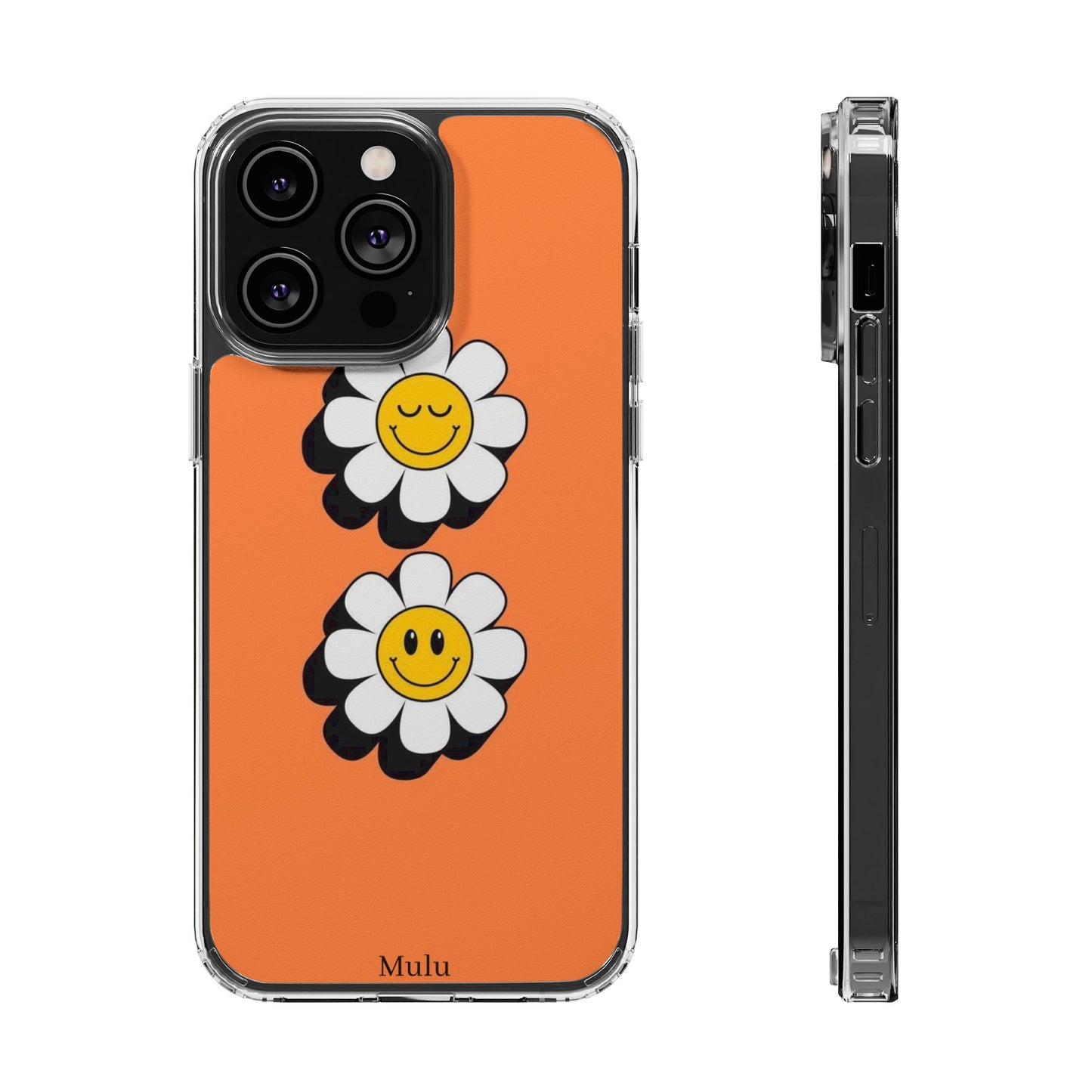 Phone Case — Orange Smiley Daisy Clear Impact‑Resistant Case