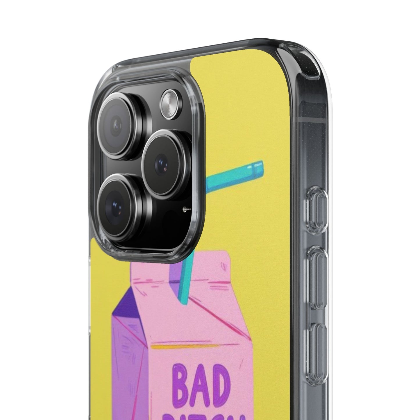 Clear Impact-Resistant Phone Case — "Bad Bitch Juice" Cartoon Juice Box Design