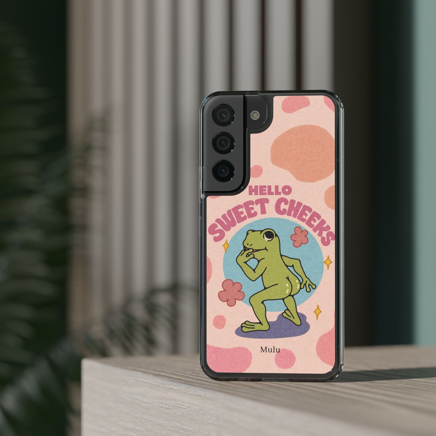 Clear Impact Phone Case — "Hello Sweet Cheeks" Retro Frog Design
