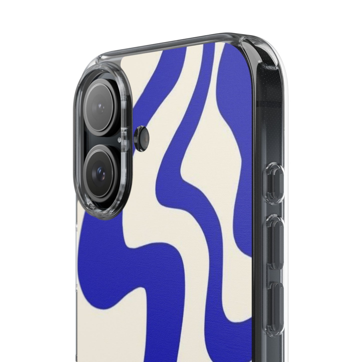 Clear Impact-Resistant Case — Blue Abstract Wavy Pattern
