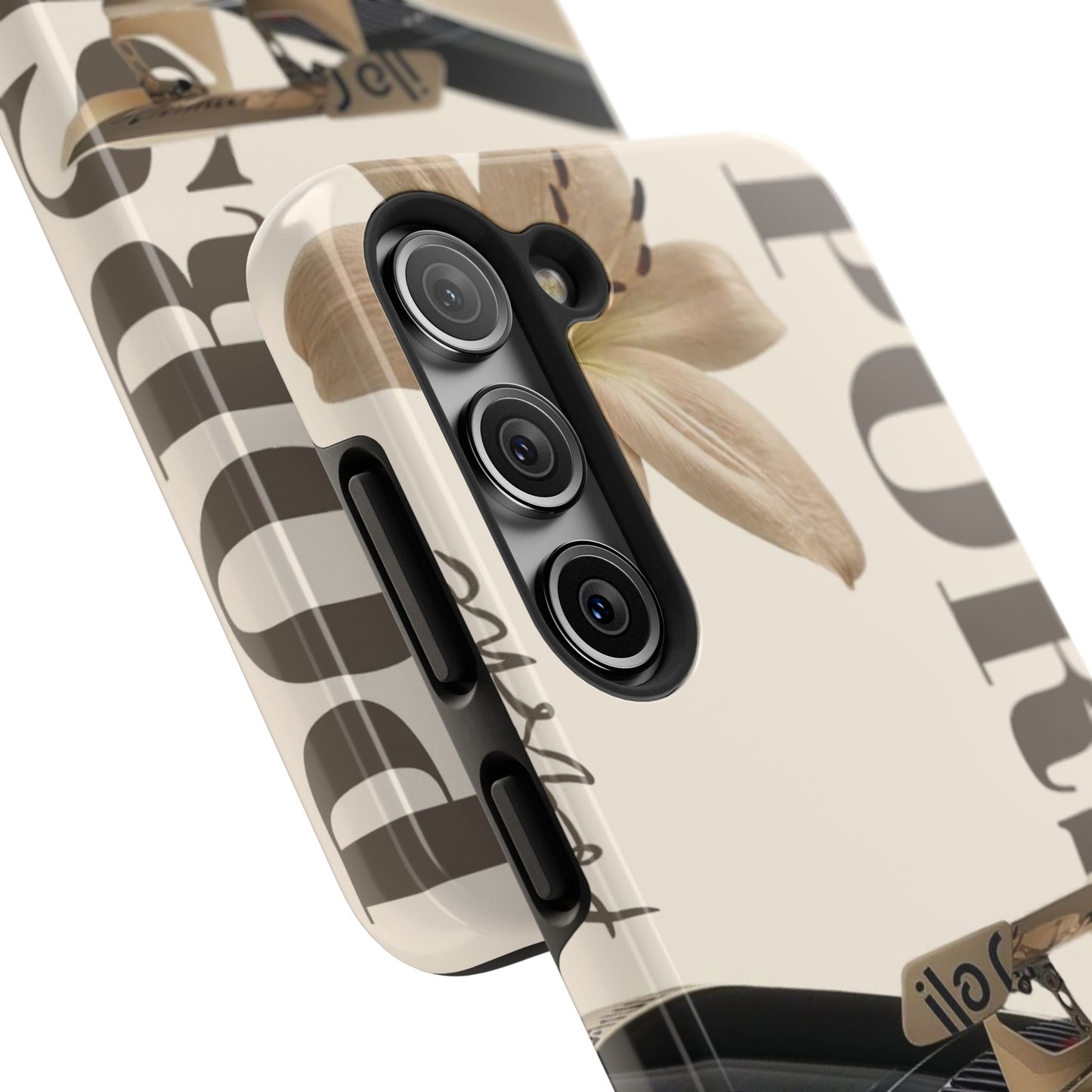 Tough Phone Case — Beige Sports Car Design with 'Tourist' Typography