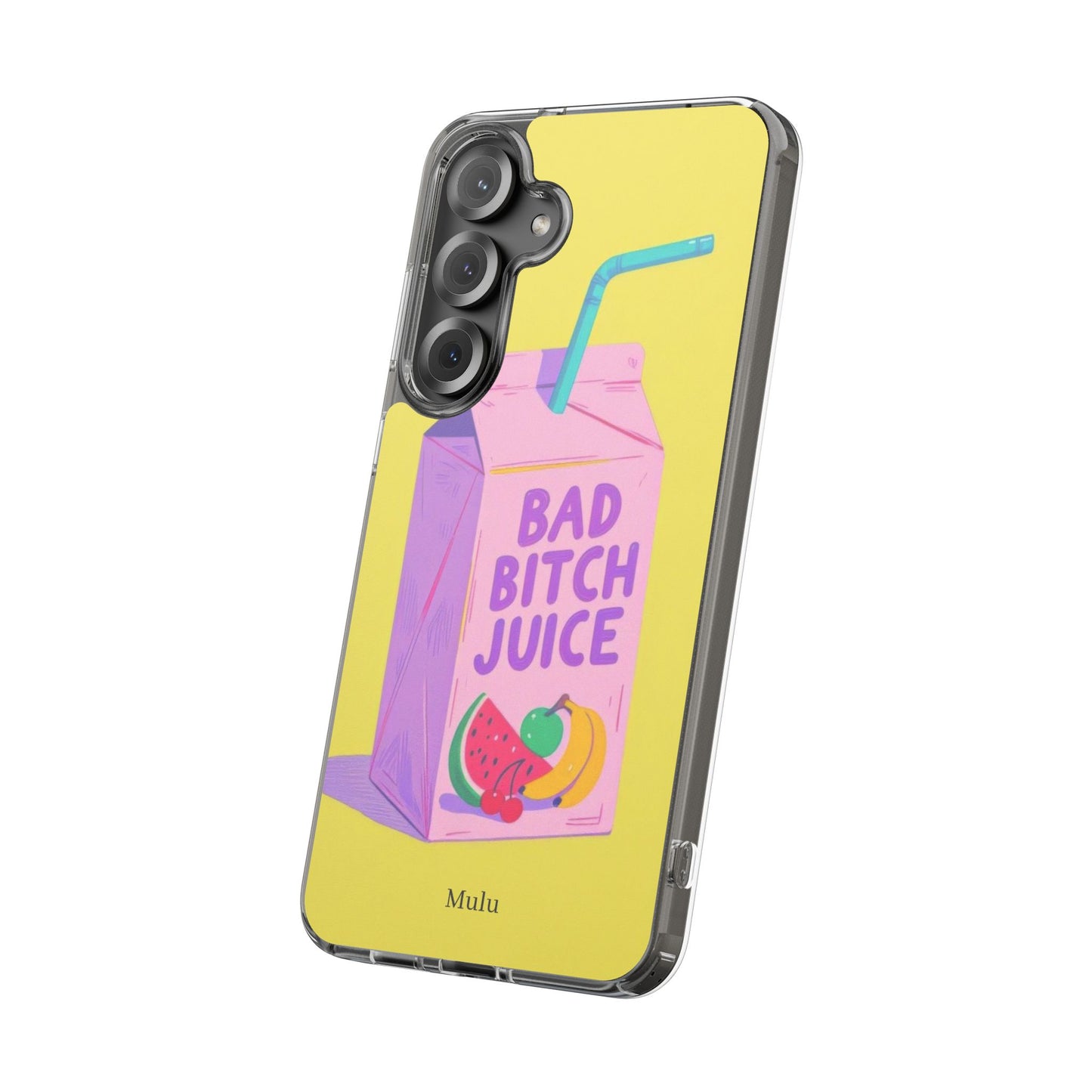 Clear Impact-Resistant Phone Case — "Bad Bitch Juice" Cartoon Juice Box Design