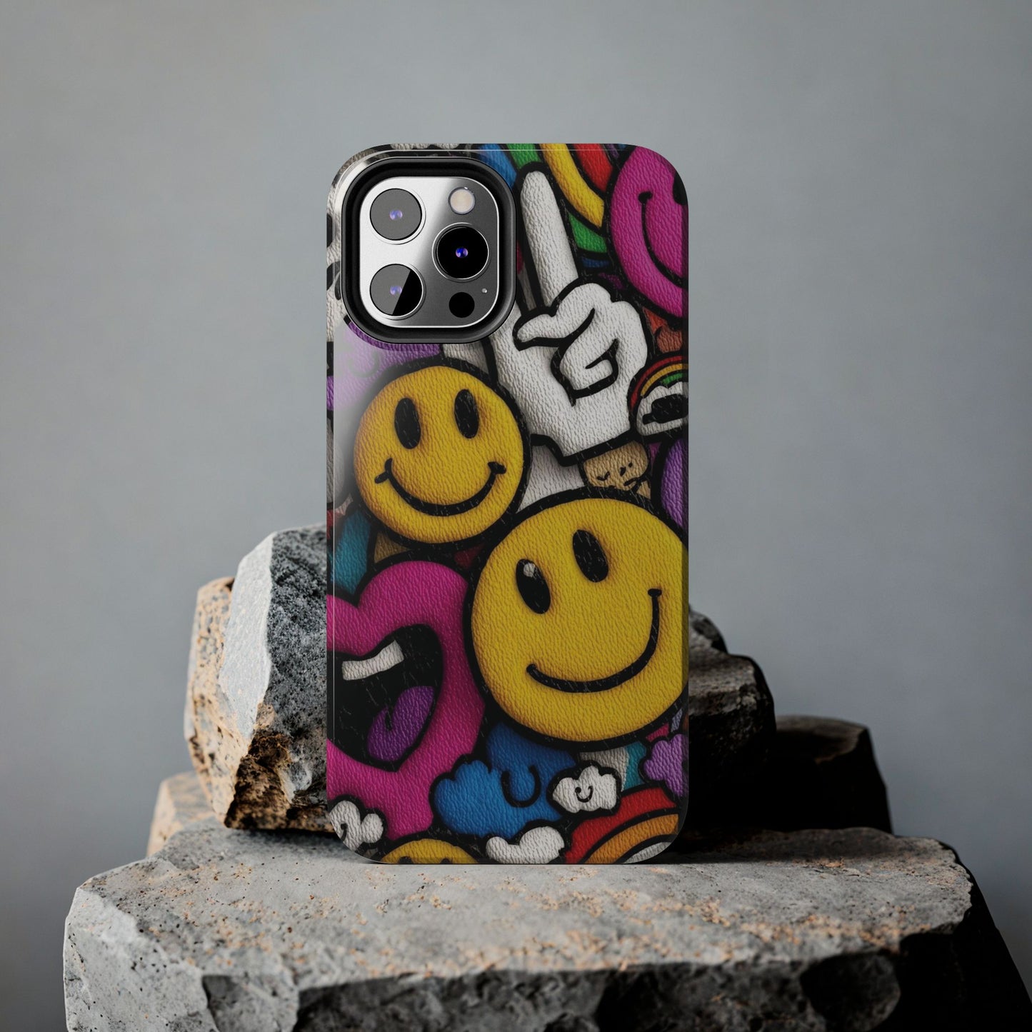 Smiley Graffiti Tough Phone Case – Colorful Urban Art Protection
