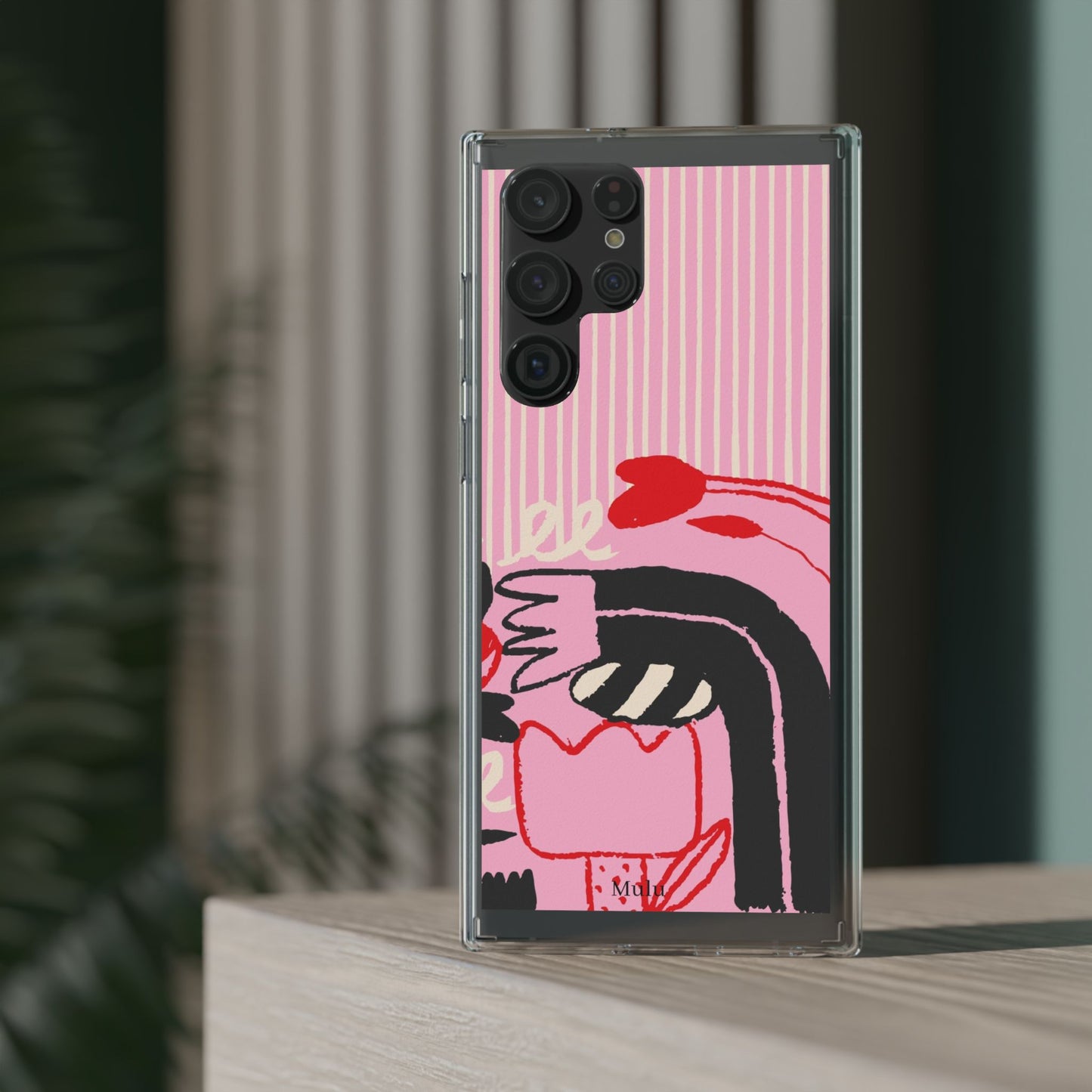 Clear Impact-Resistant Case — Pink Cute Heart Cartoon Design