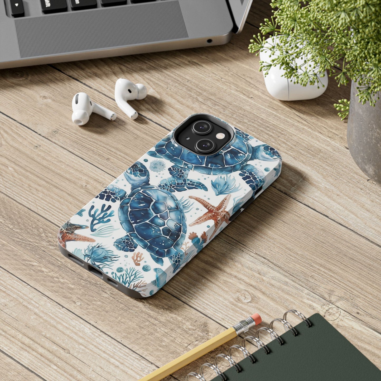 Sea Turtle Tough Phone Case — Blue Ocean Marine Life Protective Cover