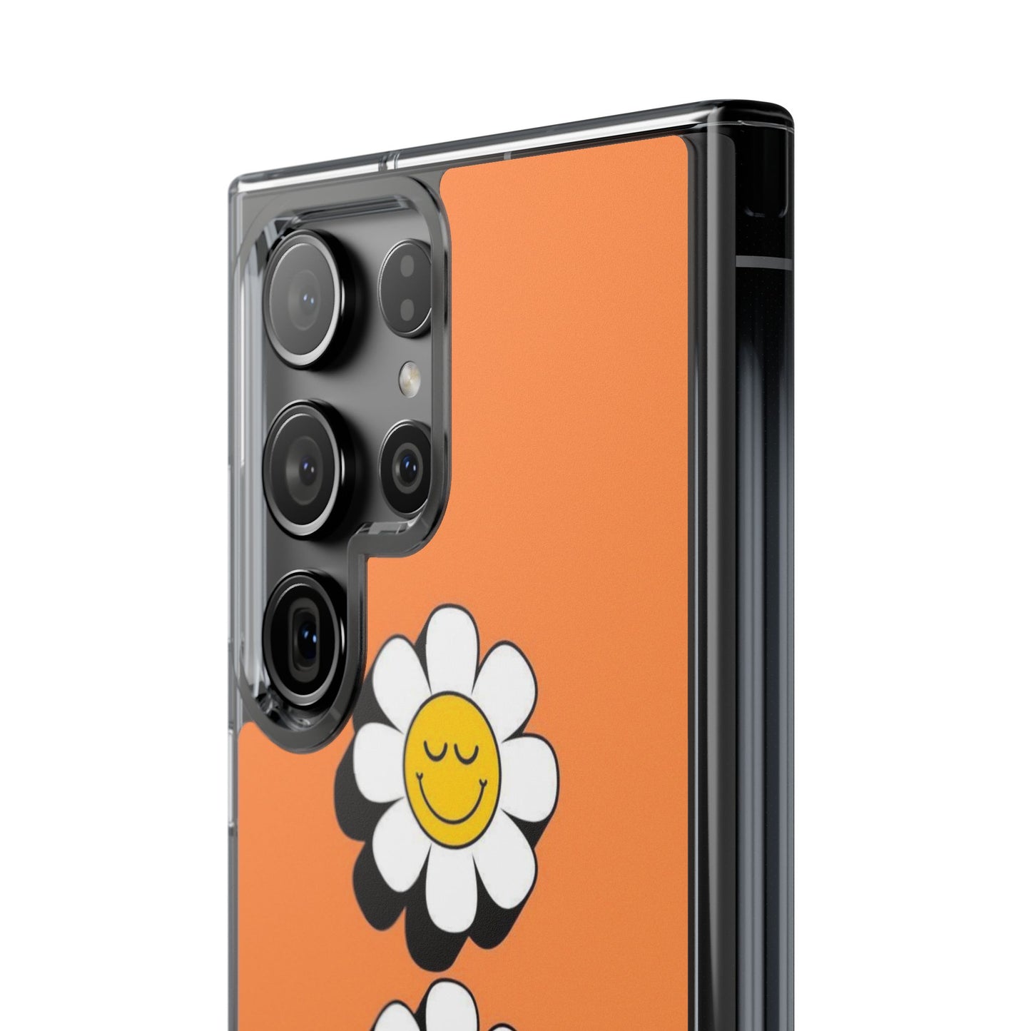 Phone Case — Orange Smiley Daisy Clear Impact‑Resistant Case