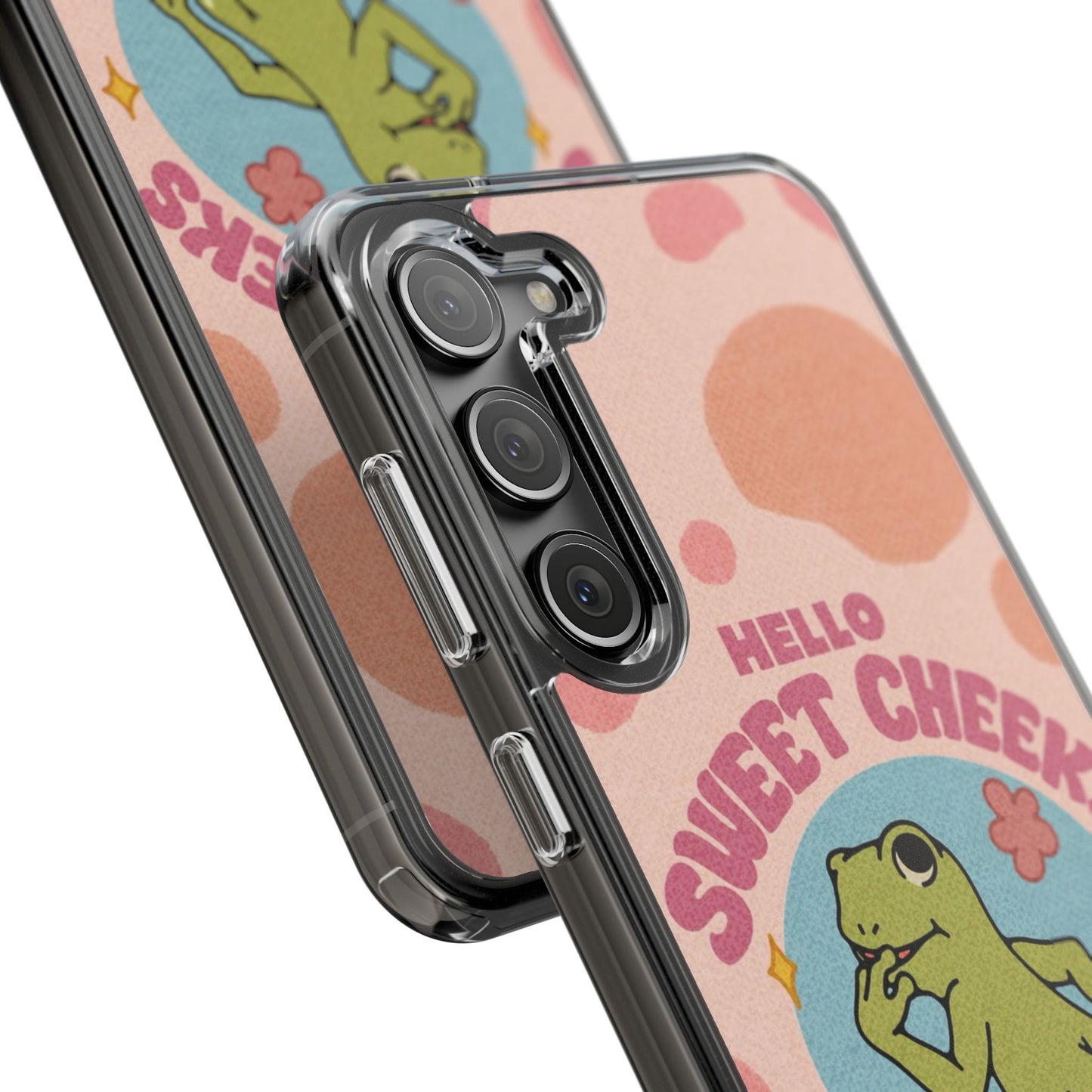 Clear Impact Phone Case — "Hello Sweet Cheeks" Retro Frog Design