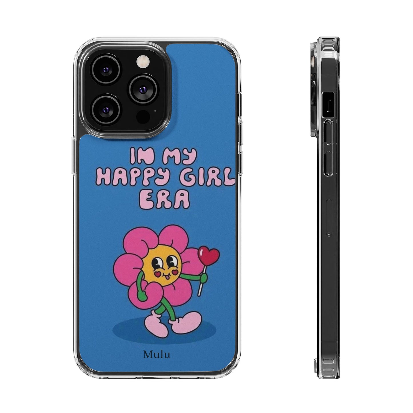 Clear Impact-Resistant Phone Case — “I’m My Happy Girl Era” Cute Flower Design