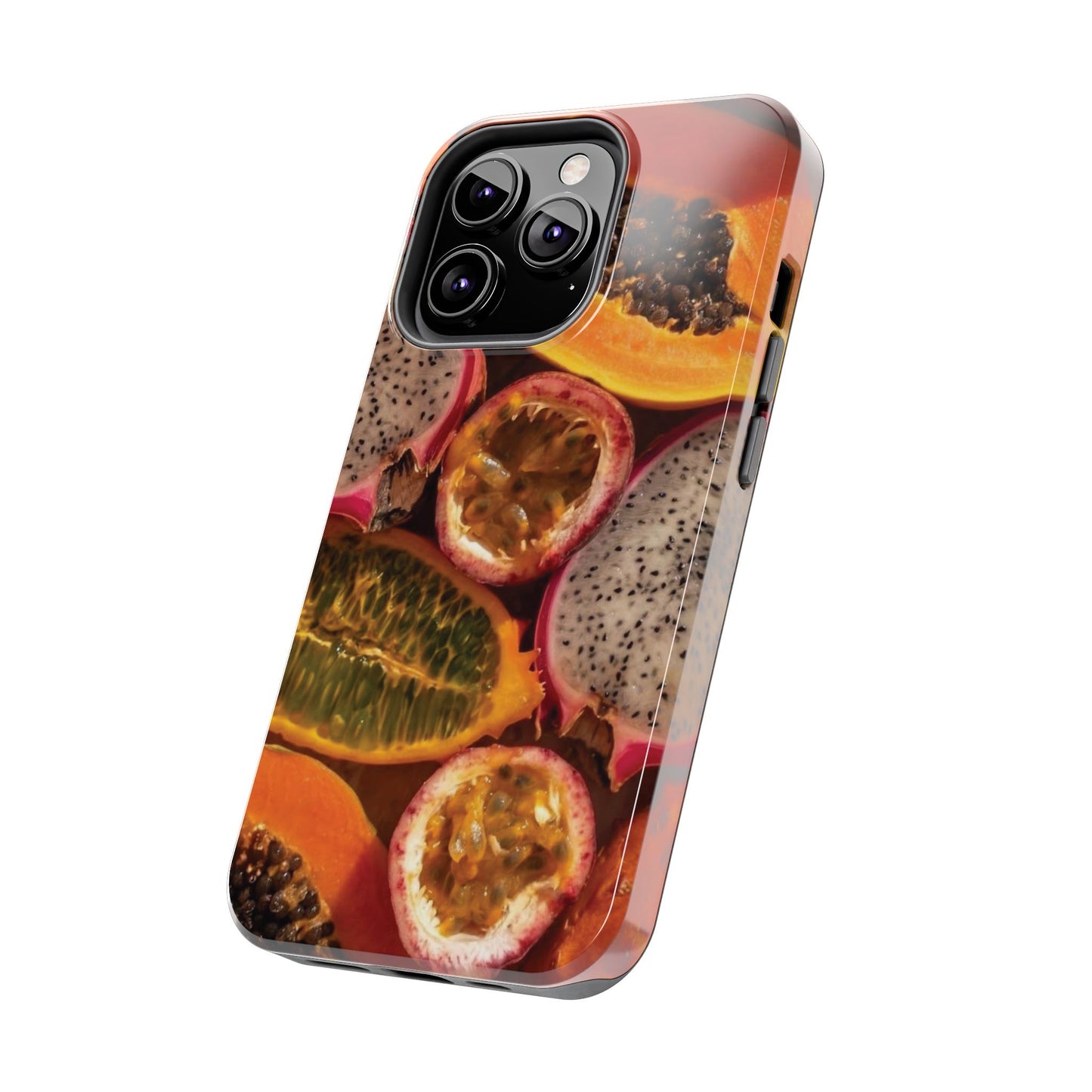 Tropical Fruit Tough Phone Case — Papaya & Dragon Fruit Design