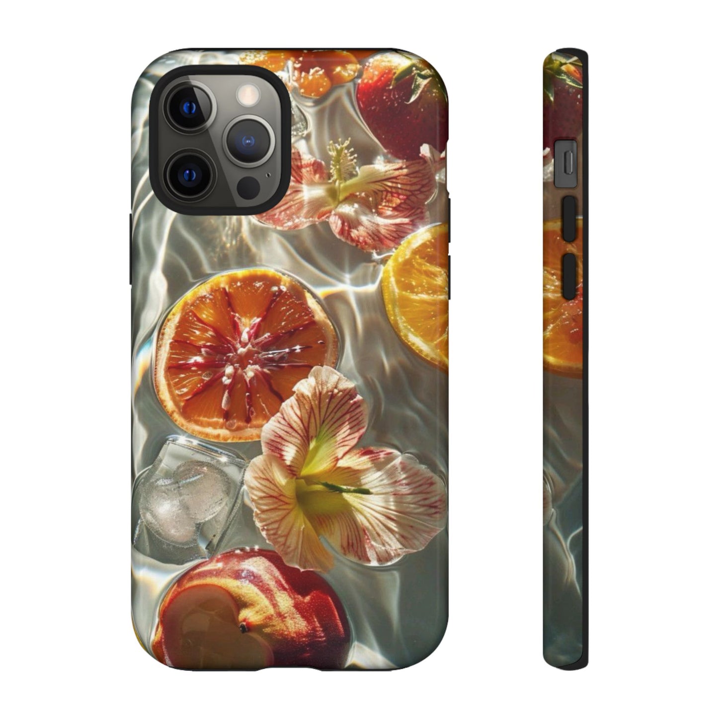 Citrus & Hibiscus Protective Phone Case – Summer Fruit Water Print Tough Case