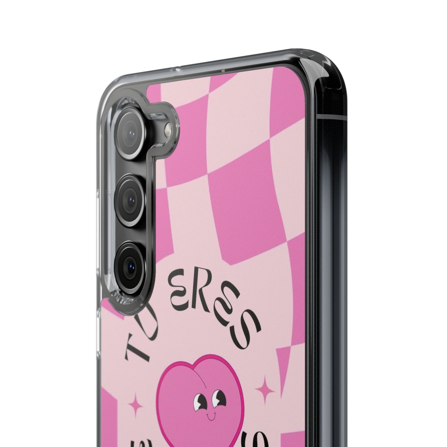 Clear Impact-Resistant Phone Case — Pink Checkerheart “Tu Eres Suficiente” Design