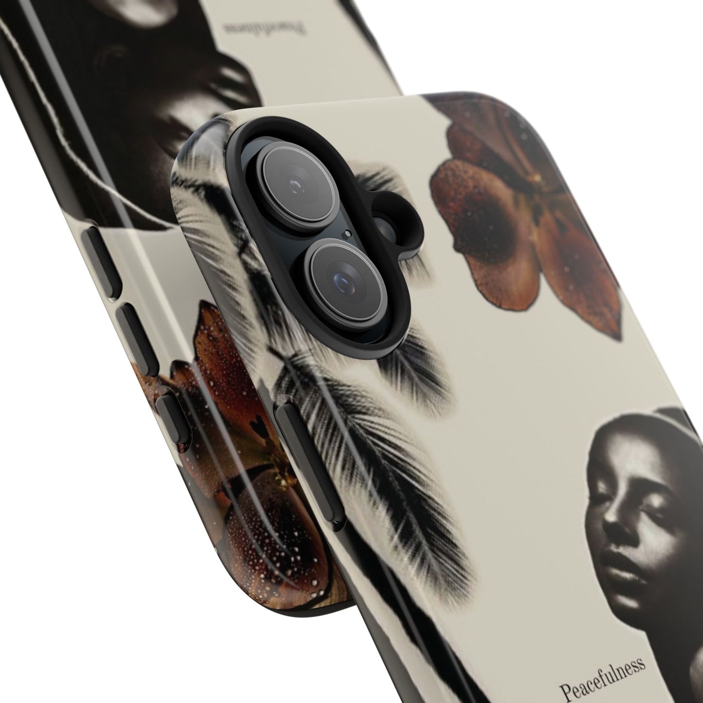 Tough Phone Case — "Peacefulness" Artistic Black Woman Floral Design