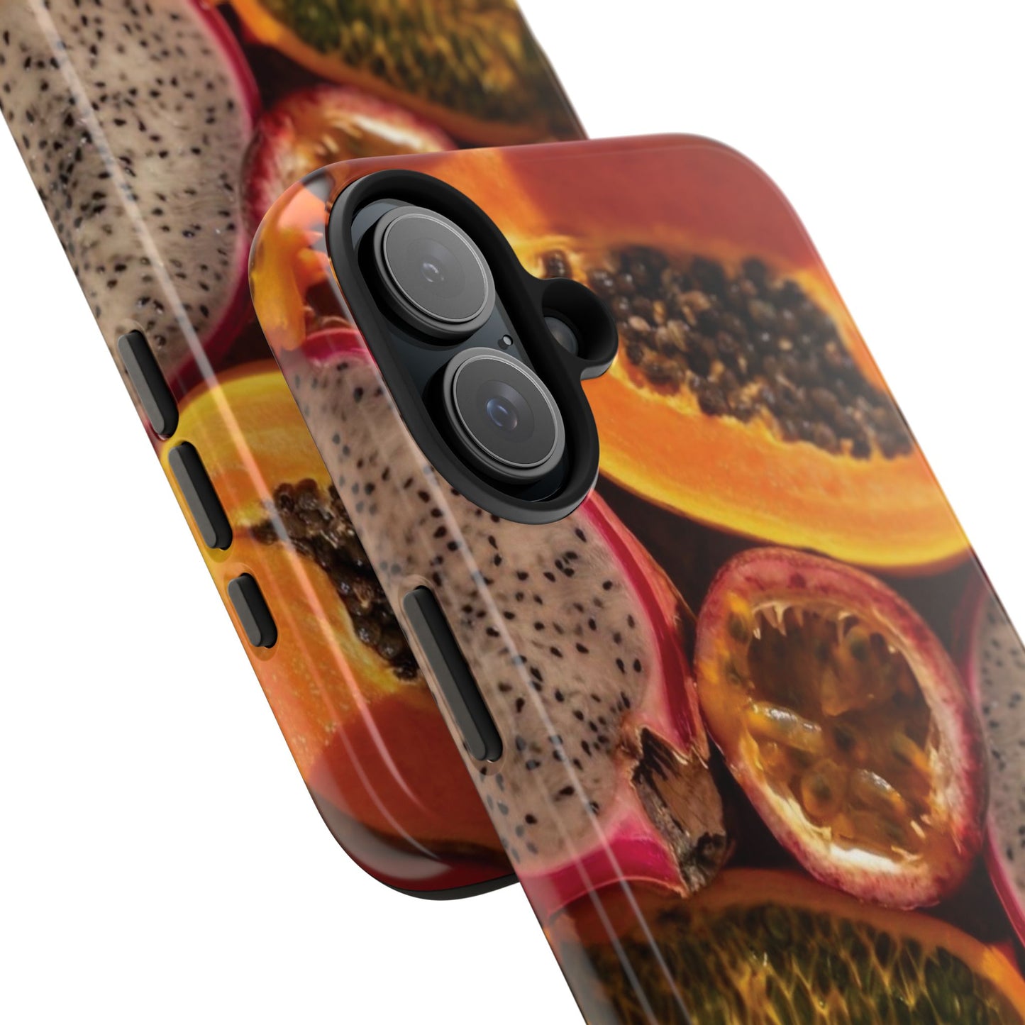 Tropical Fruit Tough Phone Case — Papaya & Dragon Fruit Design