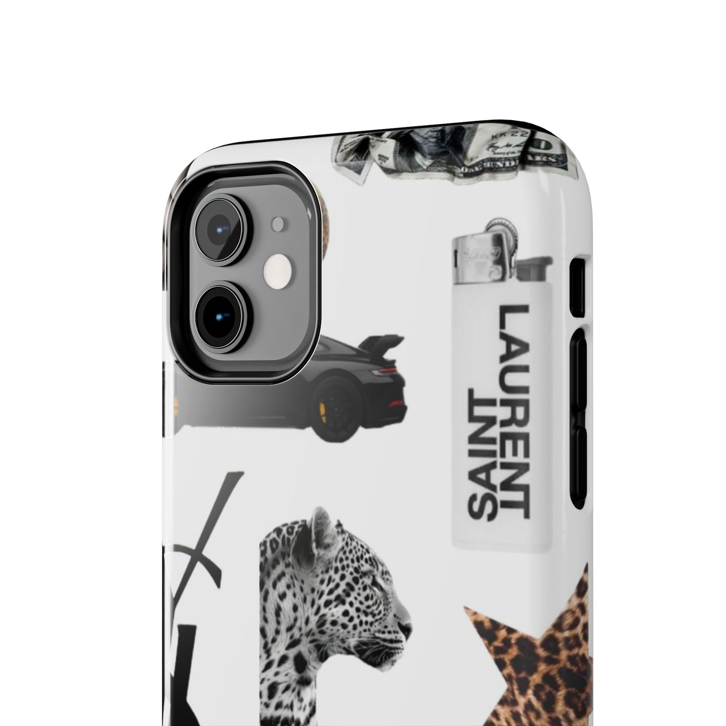 Tough Phone Case — Luxe Fashion Collage with Leopard, Martini & Kiss Print