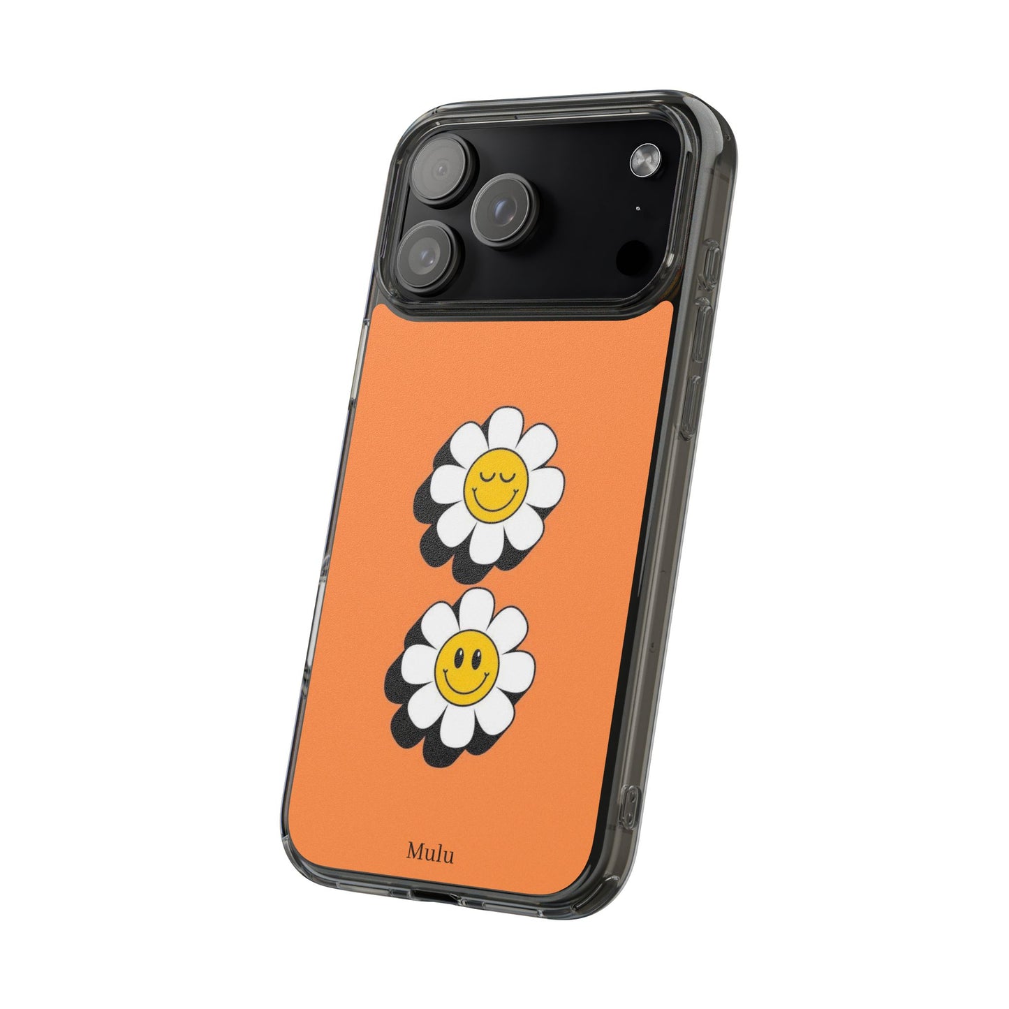 Phone Case — Orange Smiley Daisy Clear Impact‑Resistant Case