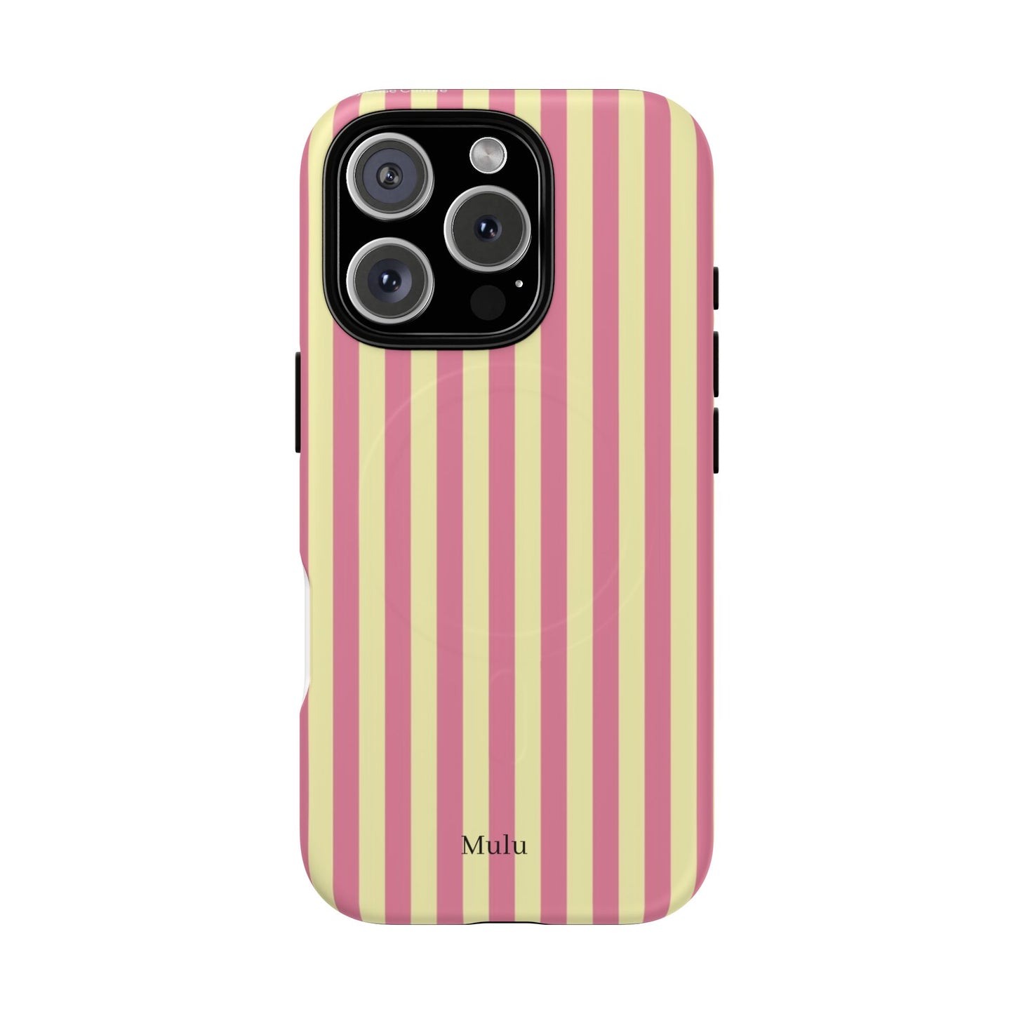 Striped Pink & Yellow Magnetic Tough Phone Case — Retro Pastel Protection