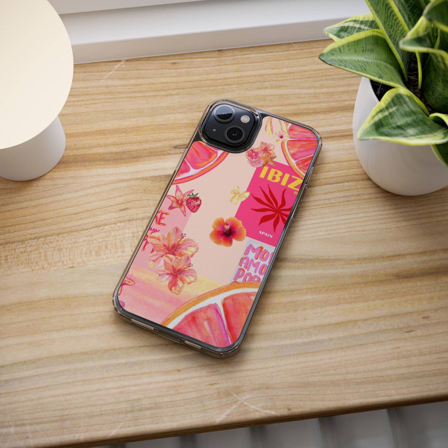 Clear Impact Phone Case — Pink Ibiza Citrus Floral Design