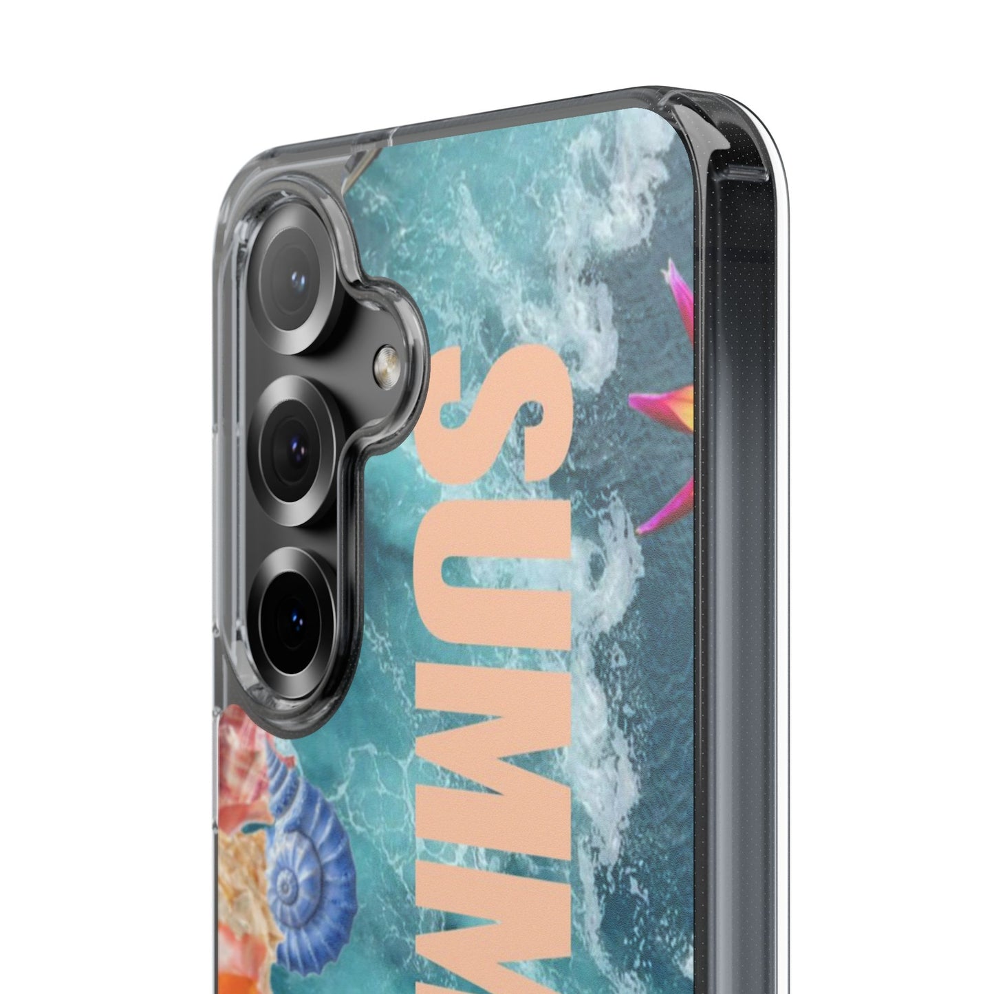 Summer Floral Clear Impact Phone Case — "SUMMER" Tropical Hibiscus Design