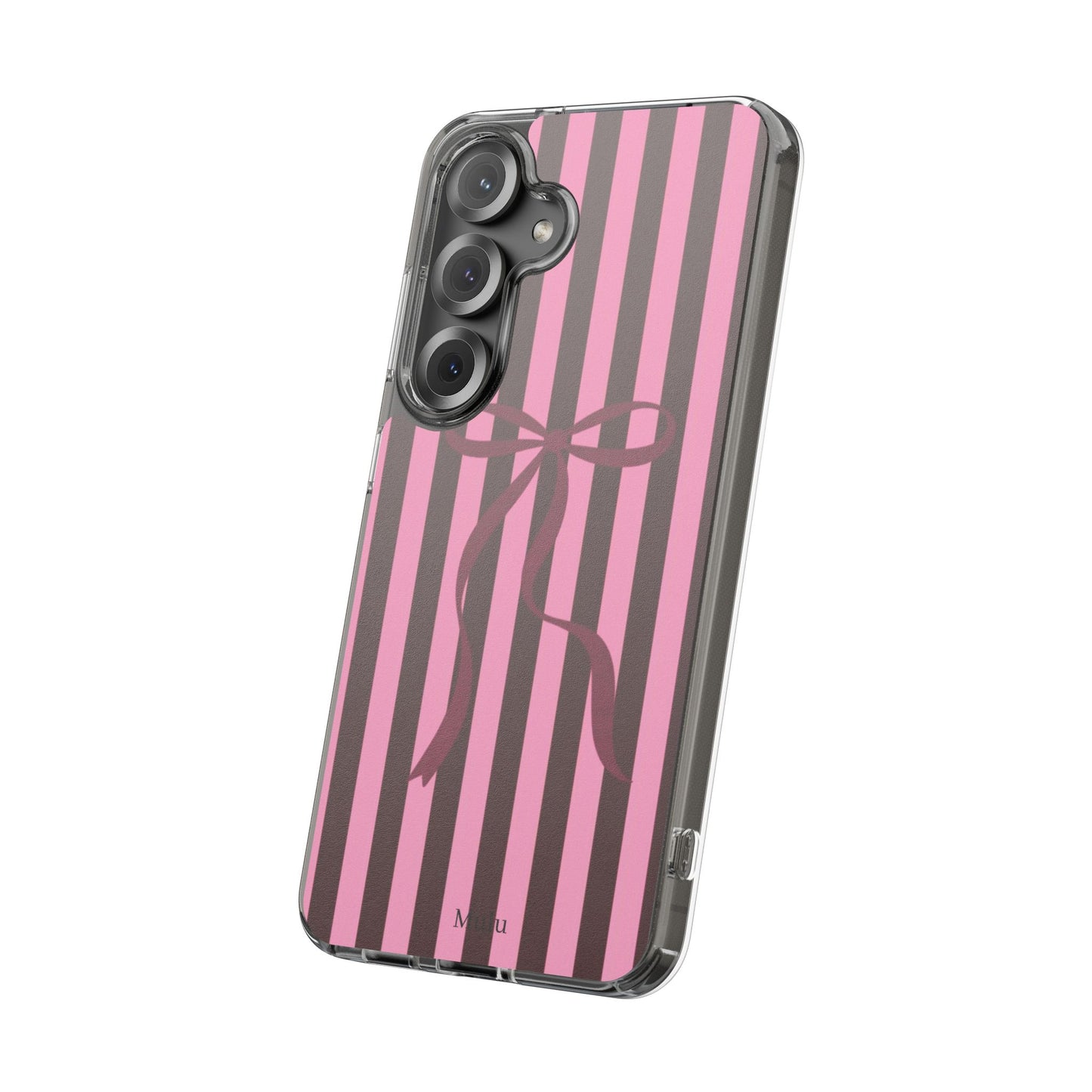 Pink Striped Ribbon Clear Impact-Resistant Phone Case