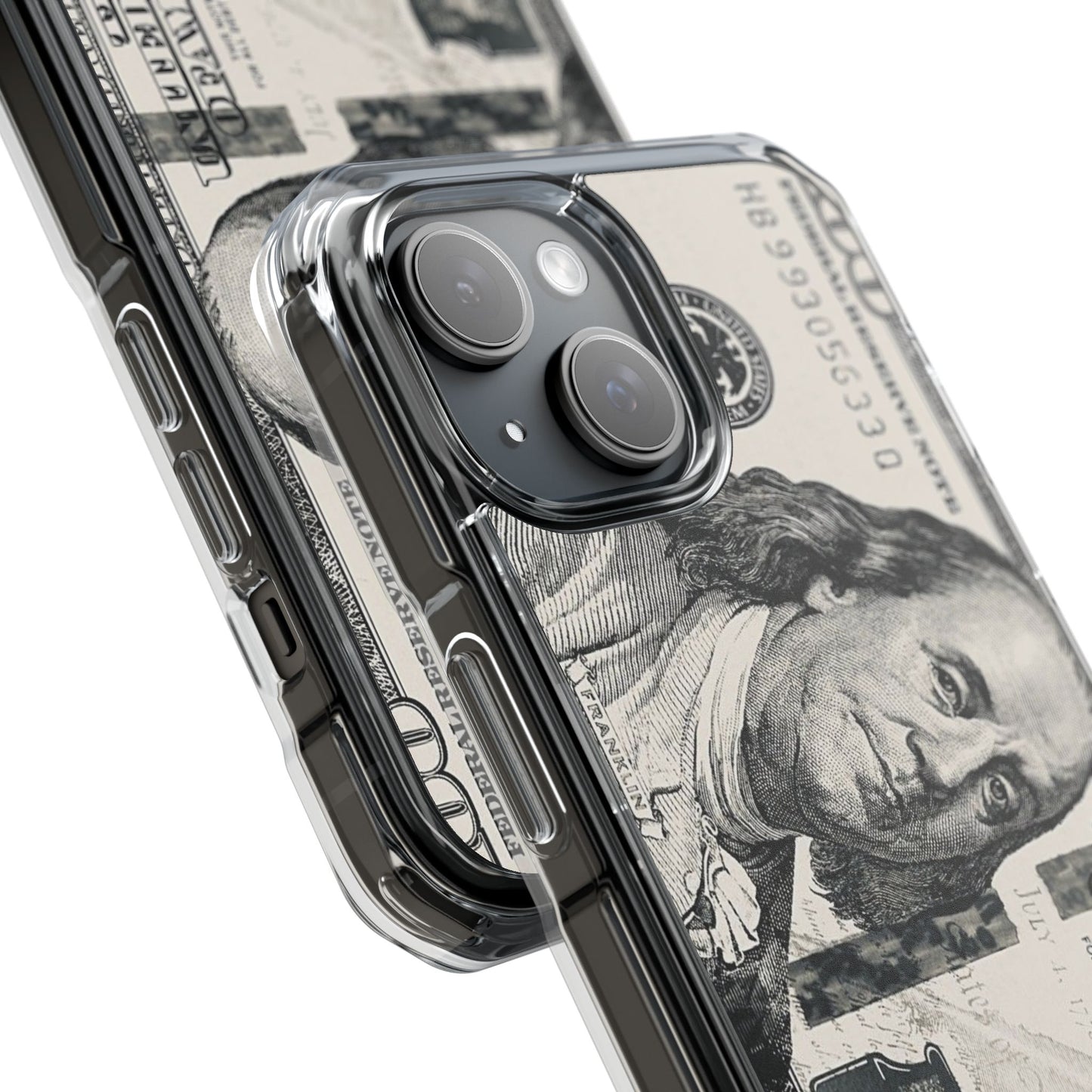 Clear Magnetic Phone Case — Hundred Dollar Bill Design