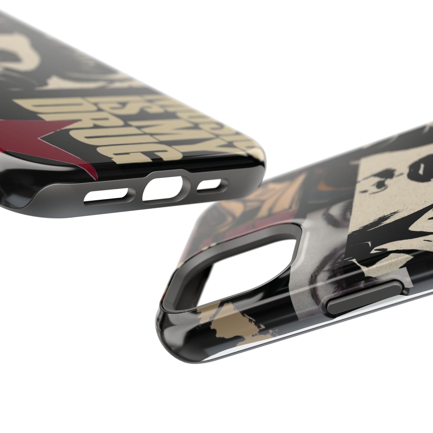 Magnetic Impact Phone Case — Retro Pop Art "Music Is My Drug" Design