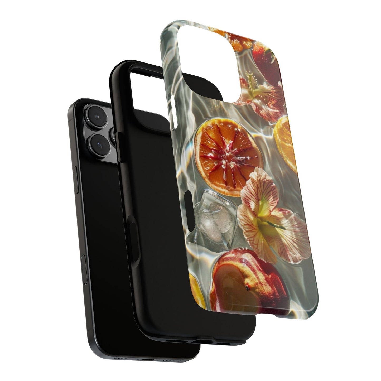 Citrus & Hibiscus Protective Phone Case – Summer Fruit Water Print Tough Case