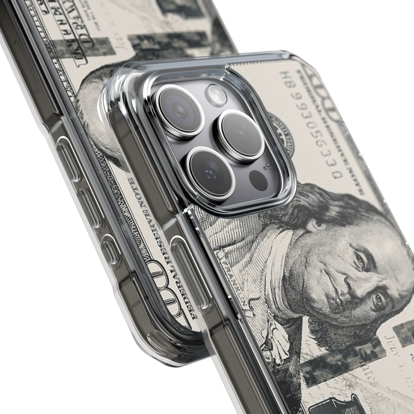 Clear Magnetic Phone Case — Hundred Dollar Bill Design
