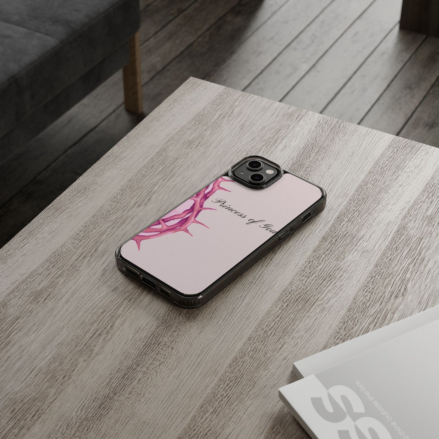 Phone Case — "Princess of God" Pink Crown of Thorns Clear Impact-Resistant Case