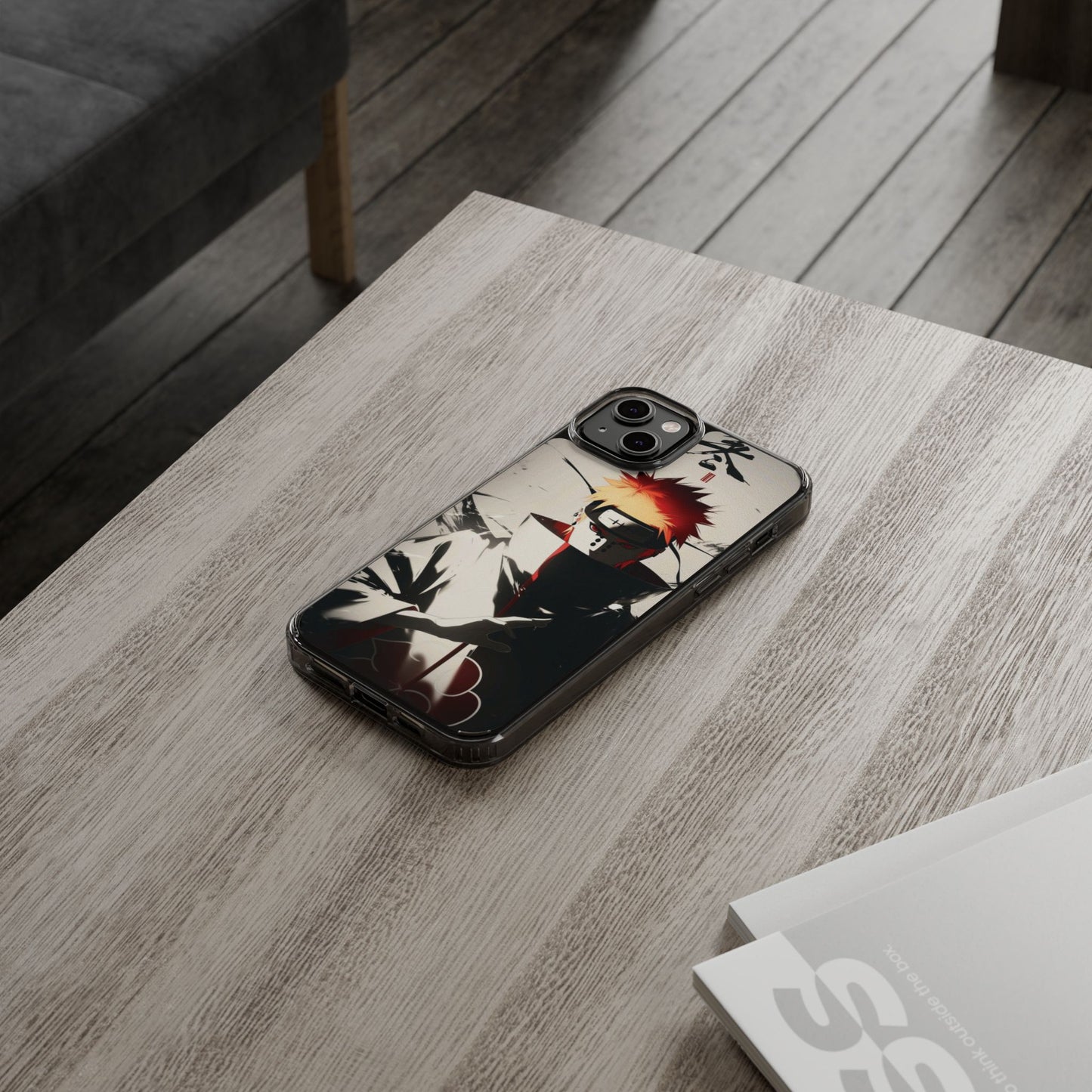 Clear Impact-Resistant Phone Case — Anime Akatsuki Shadow Design