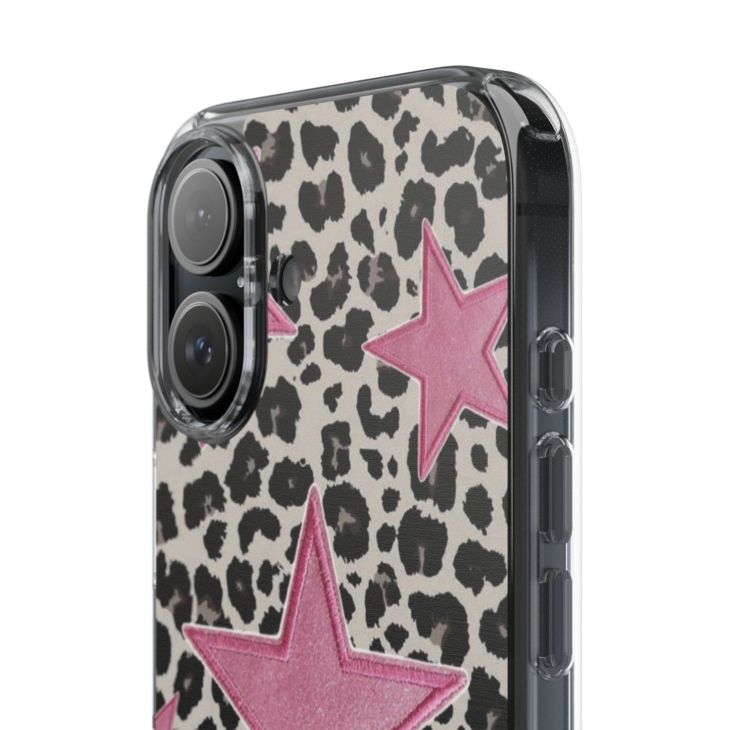 Pink Star Leopard Clear Impact Phone Case