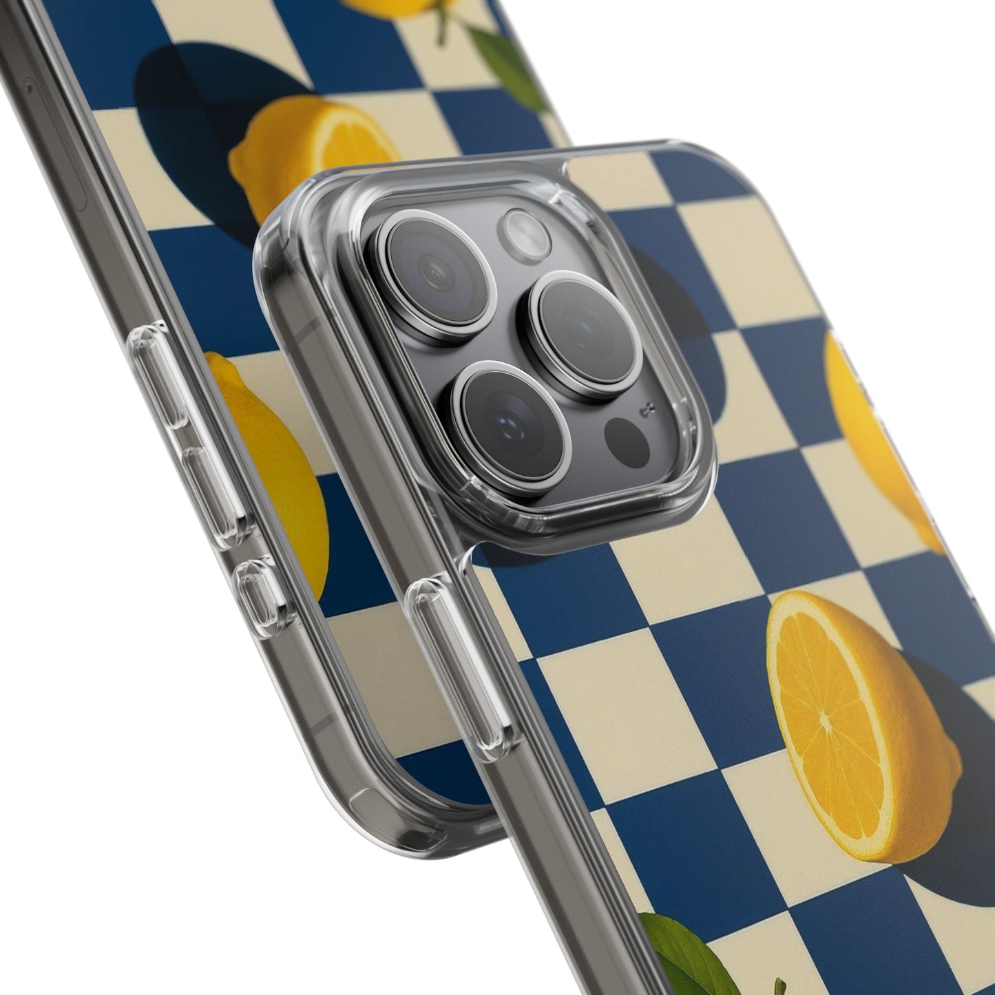 Clear Impact-Resistant Case — Retro Checkered Lemons Phone Case