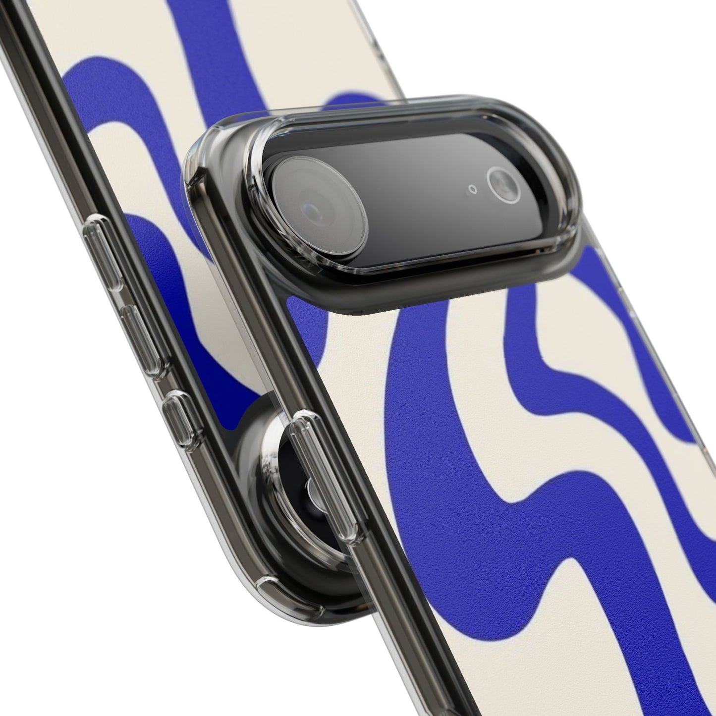 Clear Impact-Resistant Case — Blue Abstract Wavy Pattern