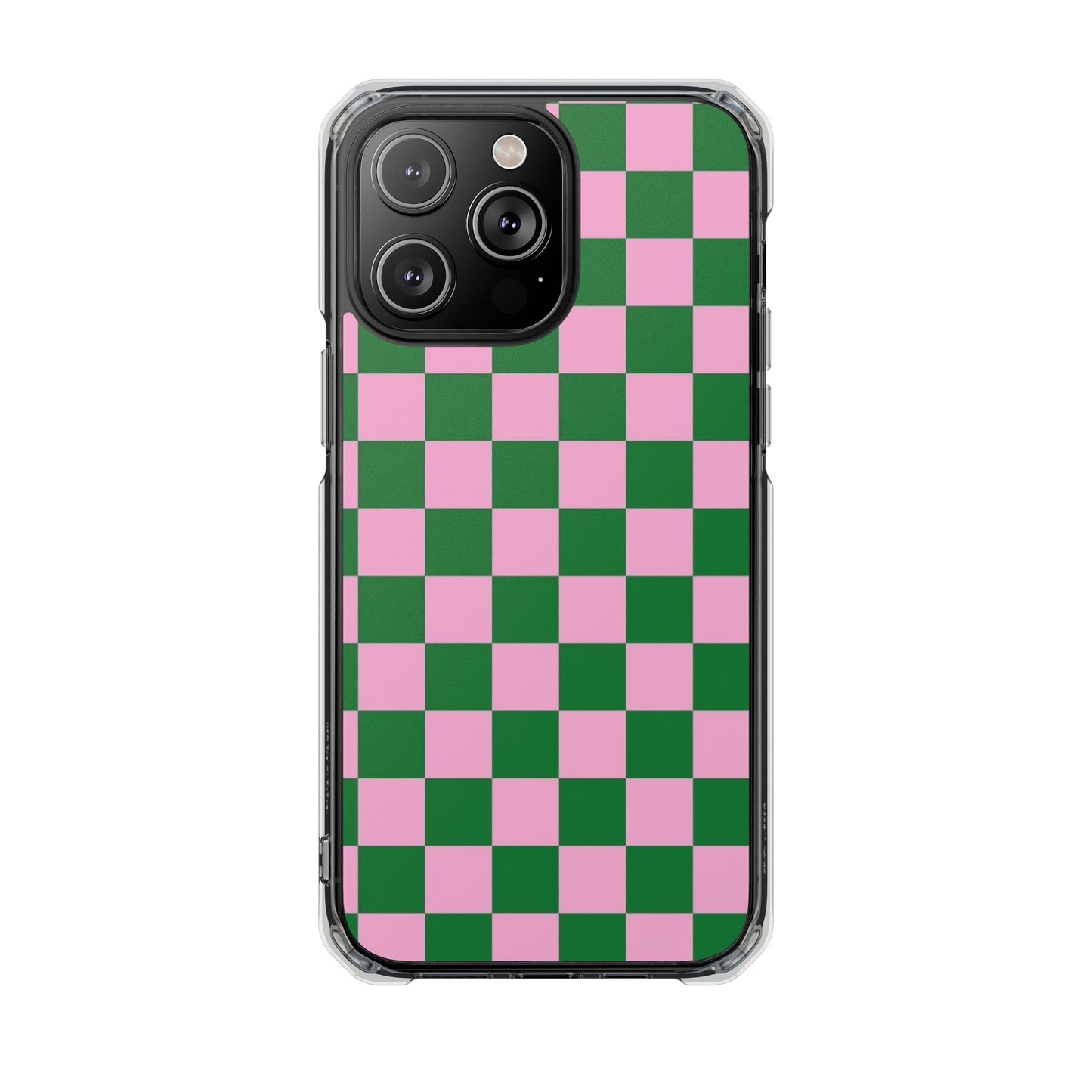 Pink & Green Checkerboard Magnetic Clear Phone Case