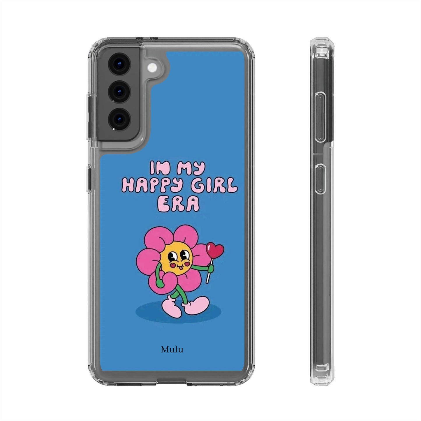 Clear Impact-Resistant Phone Case — “I’m My Happy Girl Era” Cute Flower Design