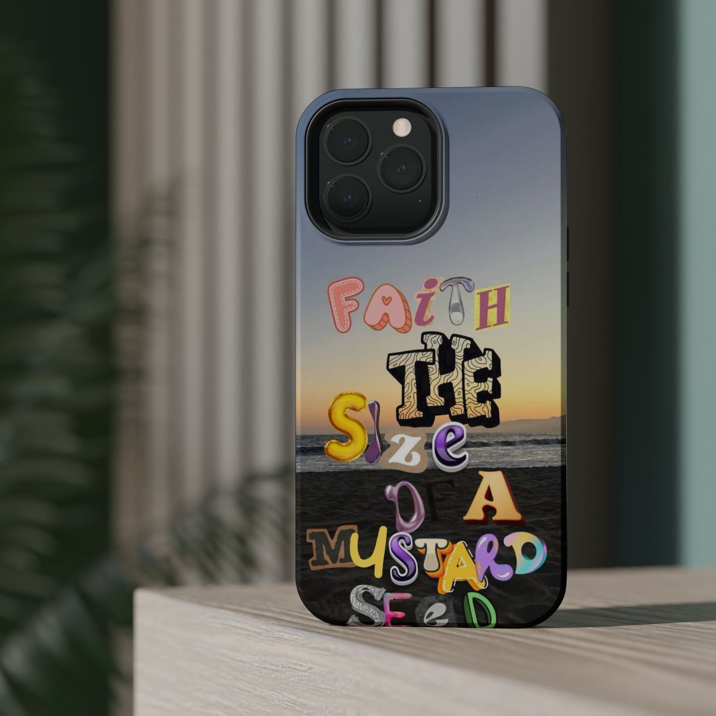 Magnetic Impact-Resistant Phone Case — "Faith the Size of a Mustard Seed" Sunset Design