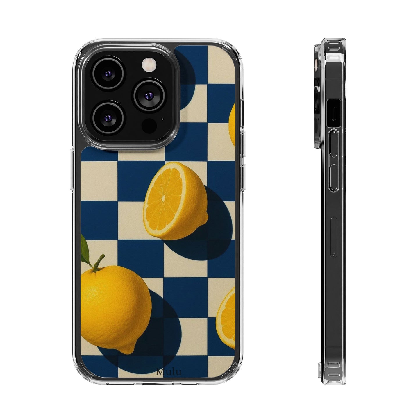 Clear Impact-Resistant Case — Retro Checkered Lemons Phone Case