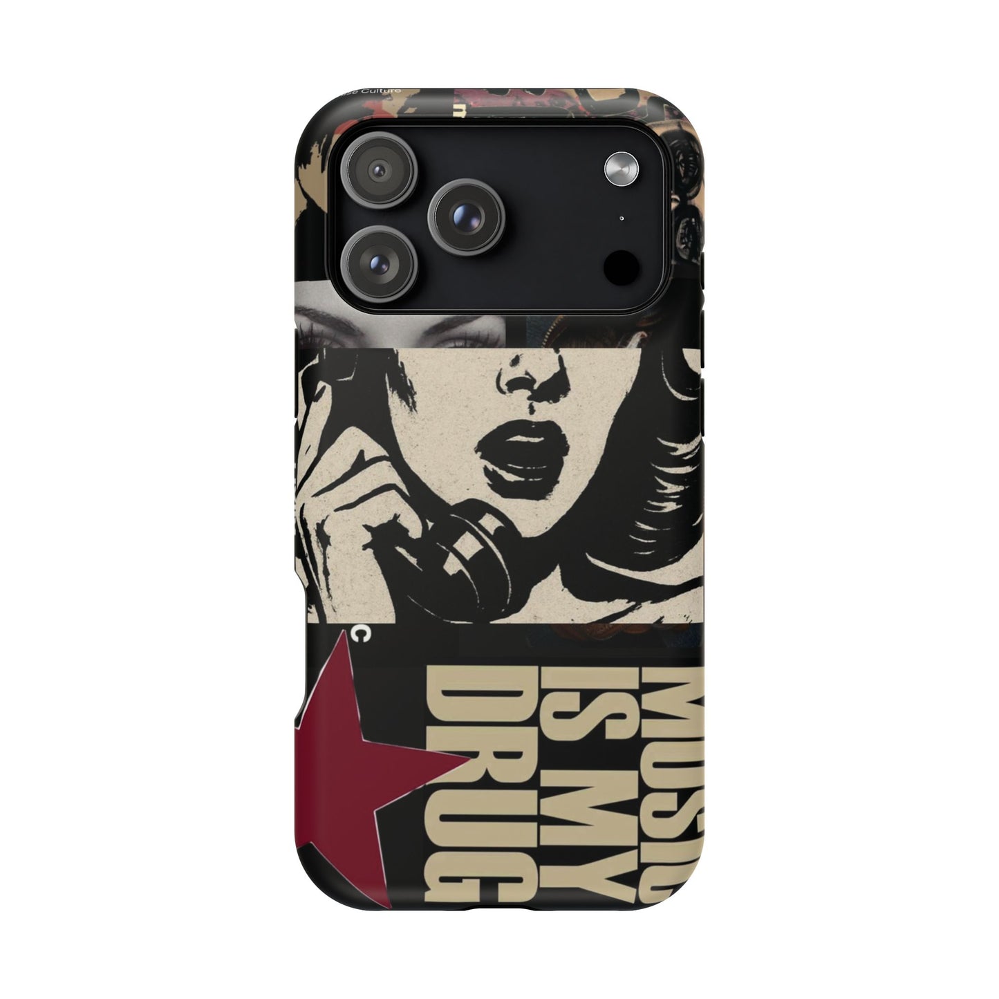 Magnetic Impact Phone Case — Retro Pop Art "Music Is My Drug" Design