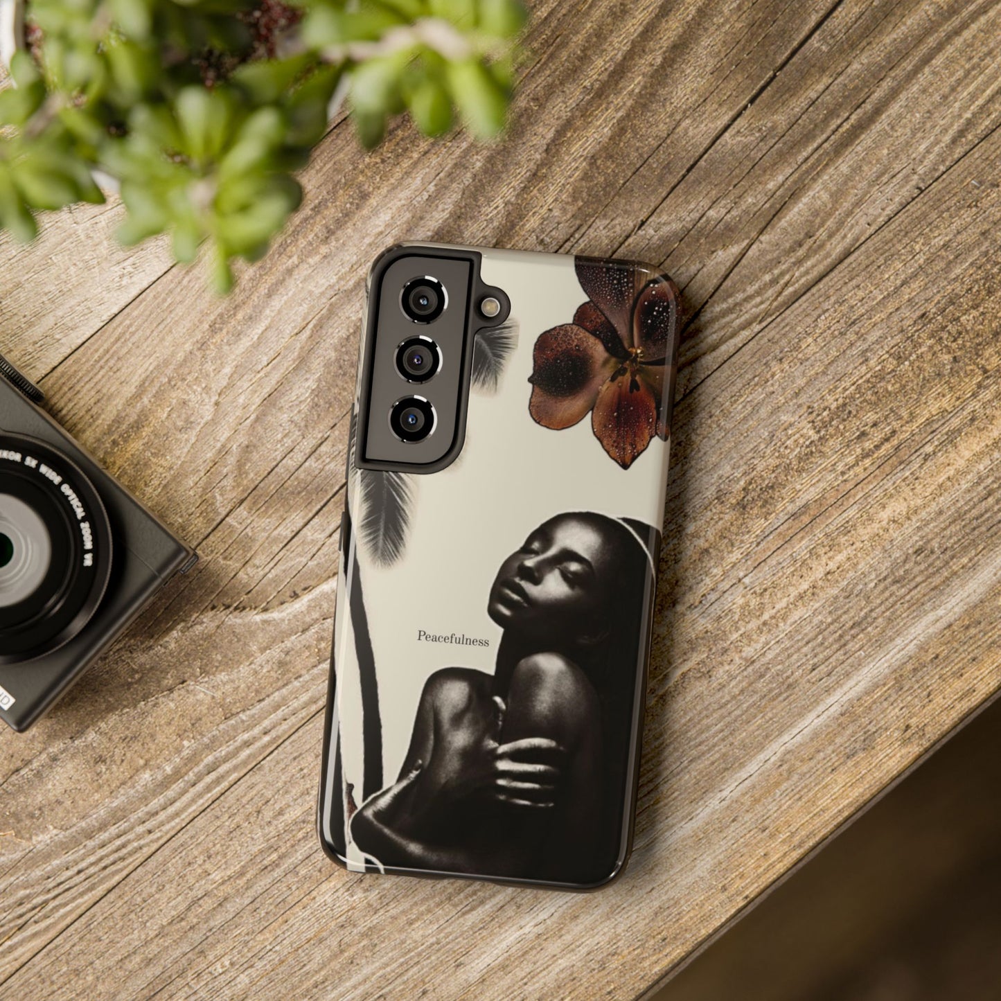 Tough Phone Case — "Peacefulness" Artistic Black Woman Floral Design