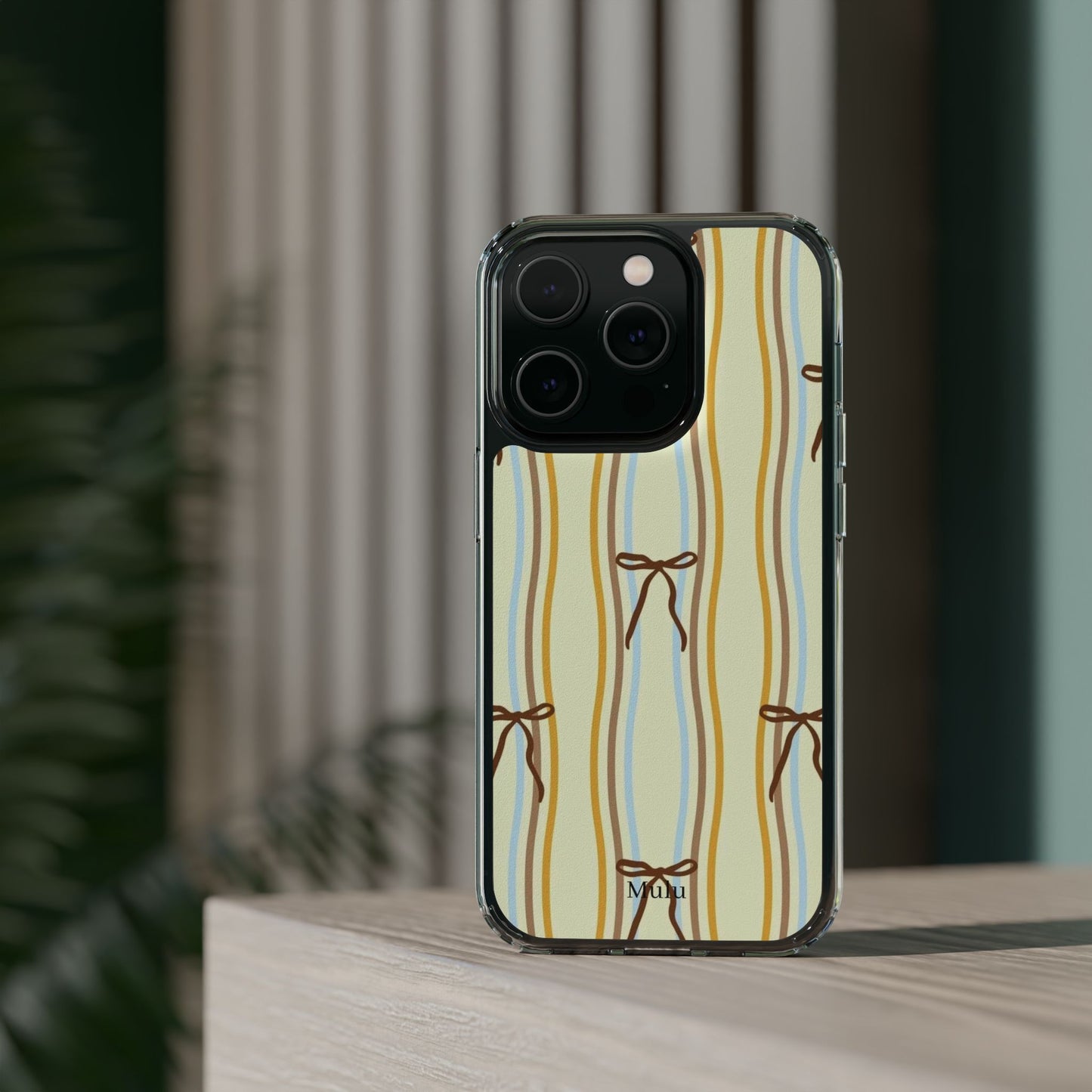 Ballet Ribbon Stripe Clear Impact Phone Case — Pastel Yellow Protective Cover